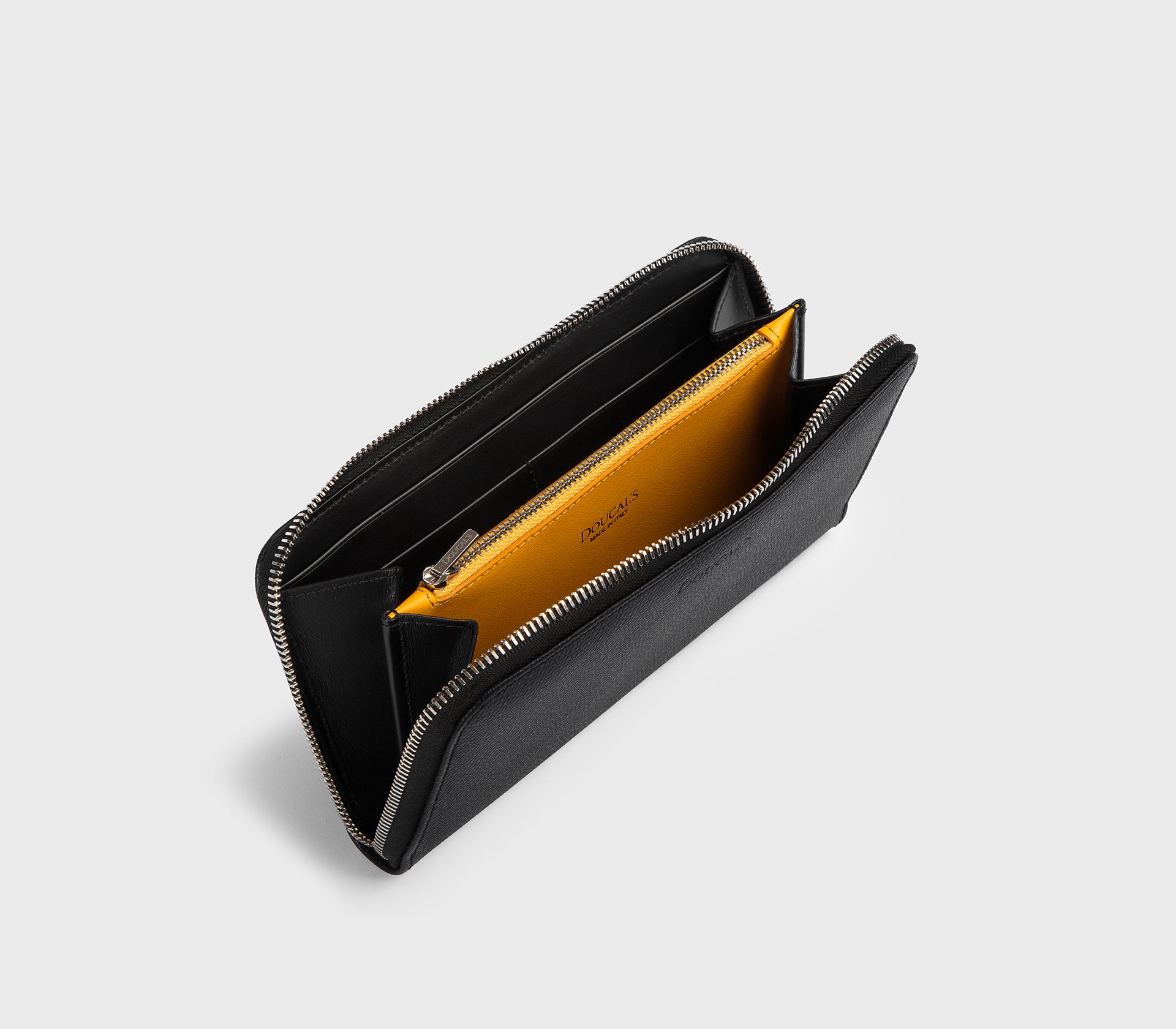 Portafoglio continental in pelle palmellata nero