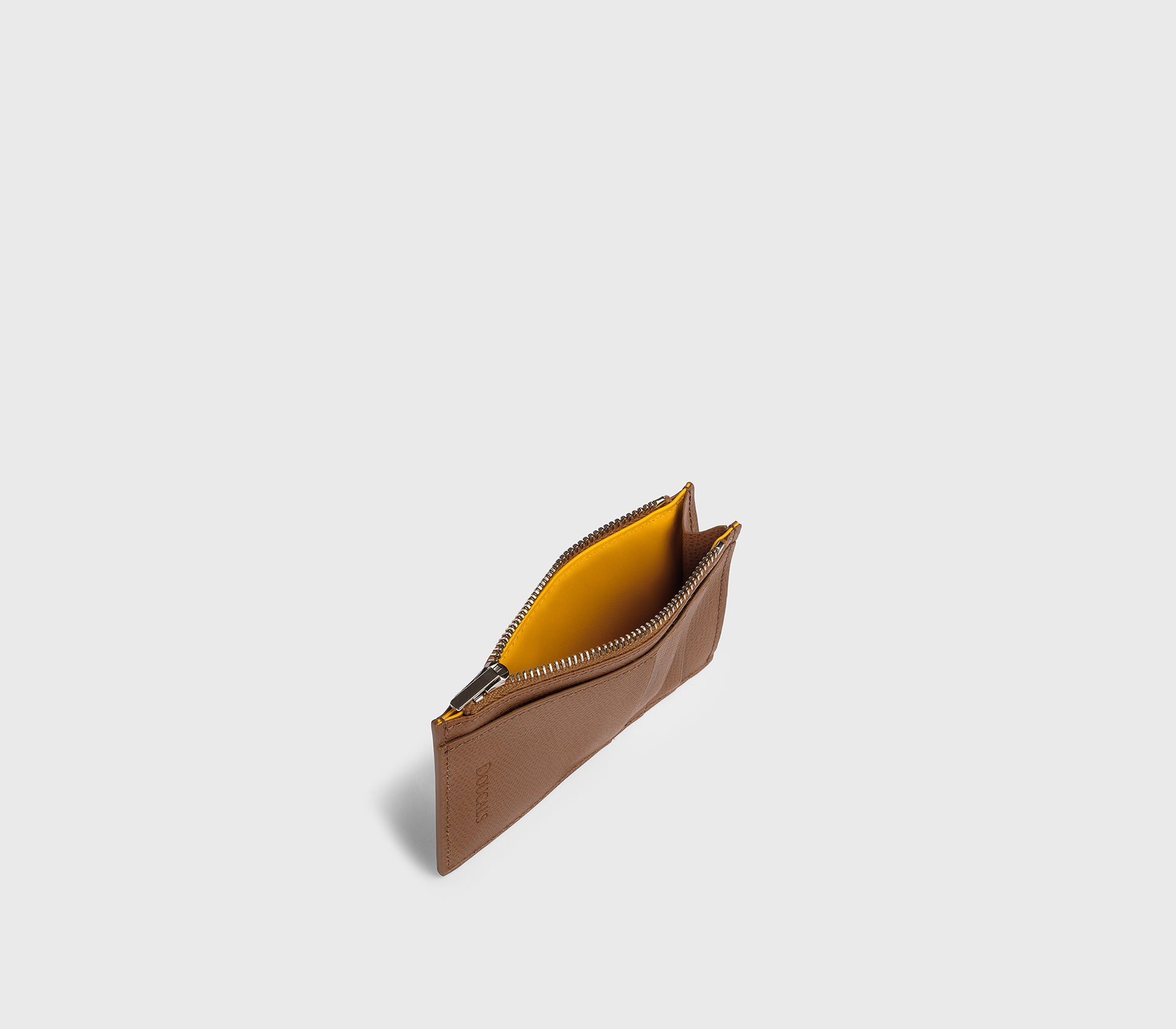 Porta carte e monete in pelle palmellata marrone
