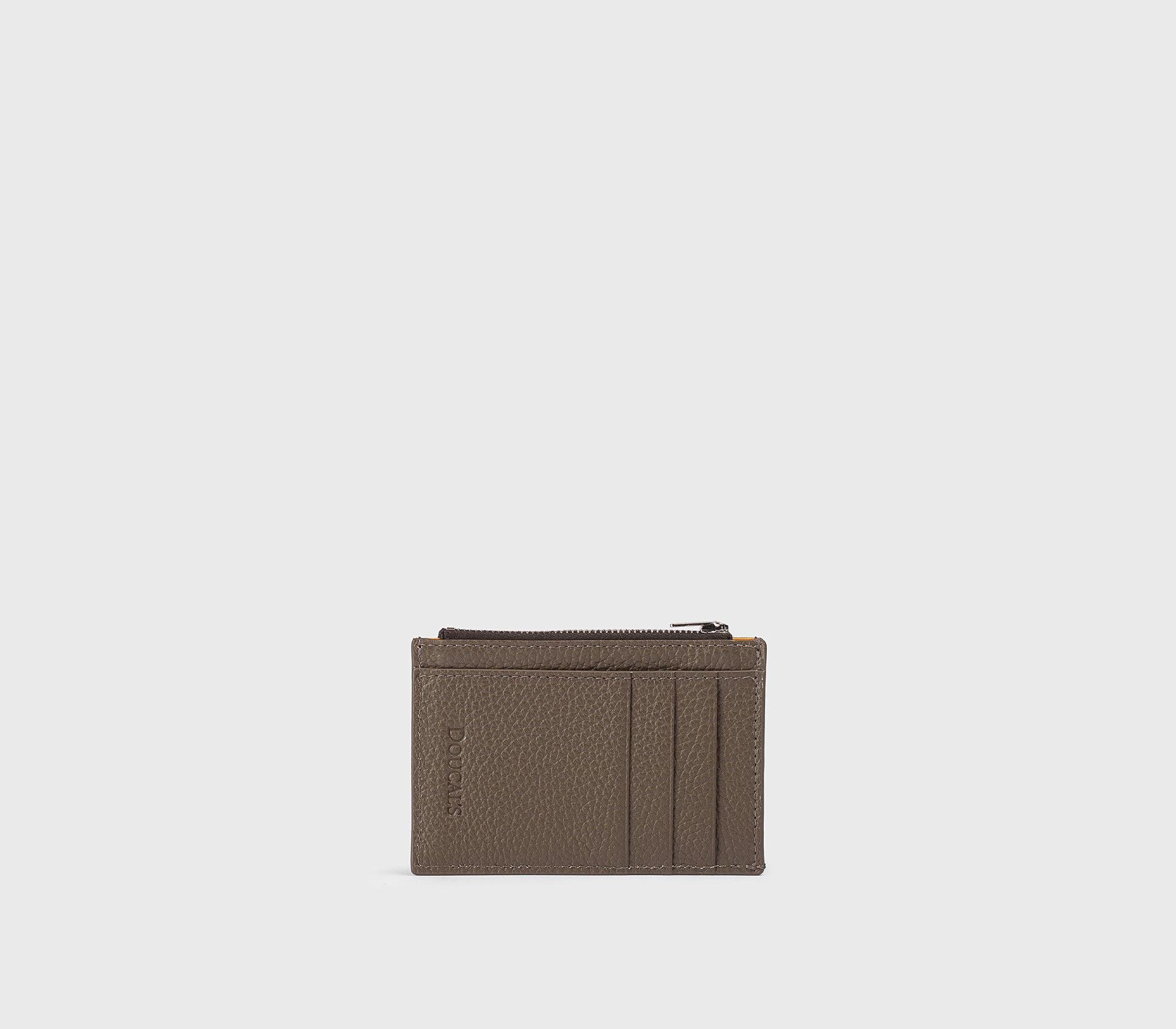 Porta carte con zip in pelle bottalata fango