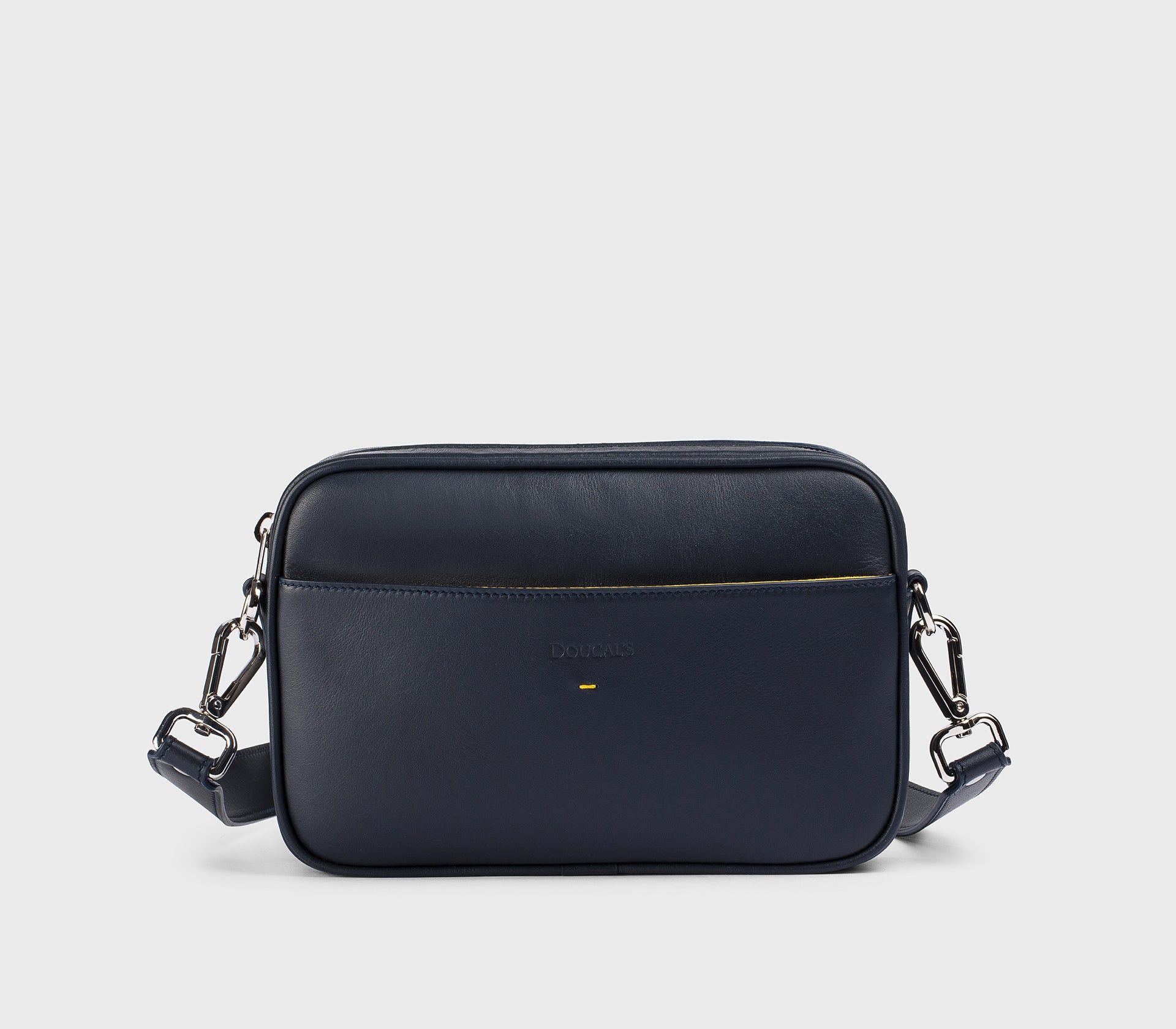 Borsa messenger in pelle blu