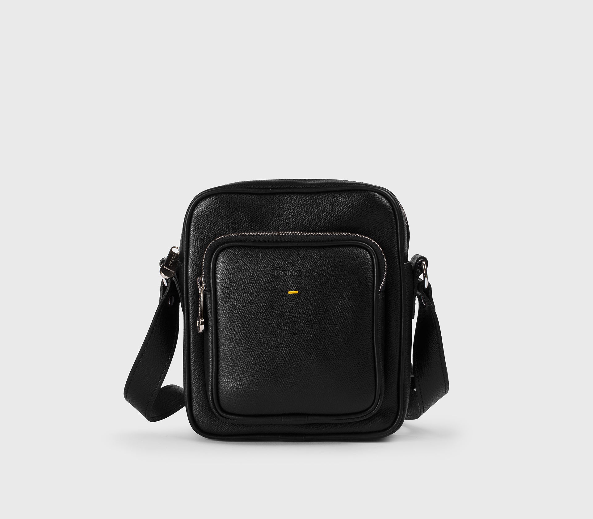 Borsa a tracolla in pelle palmellata nera
