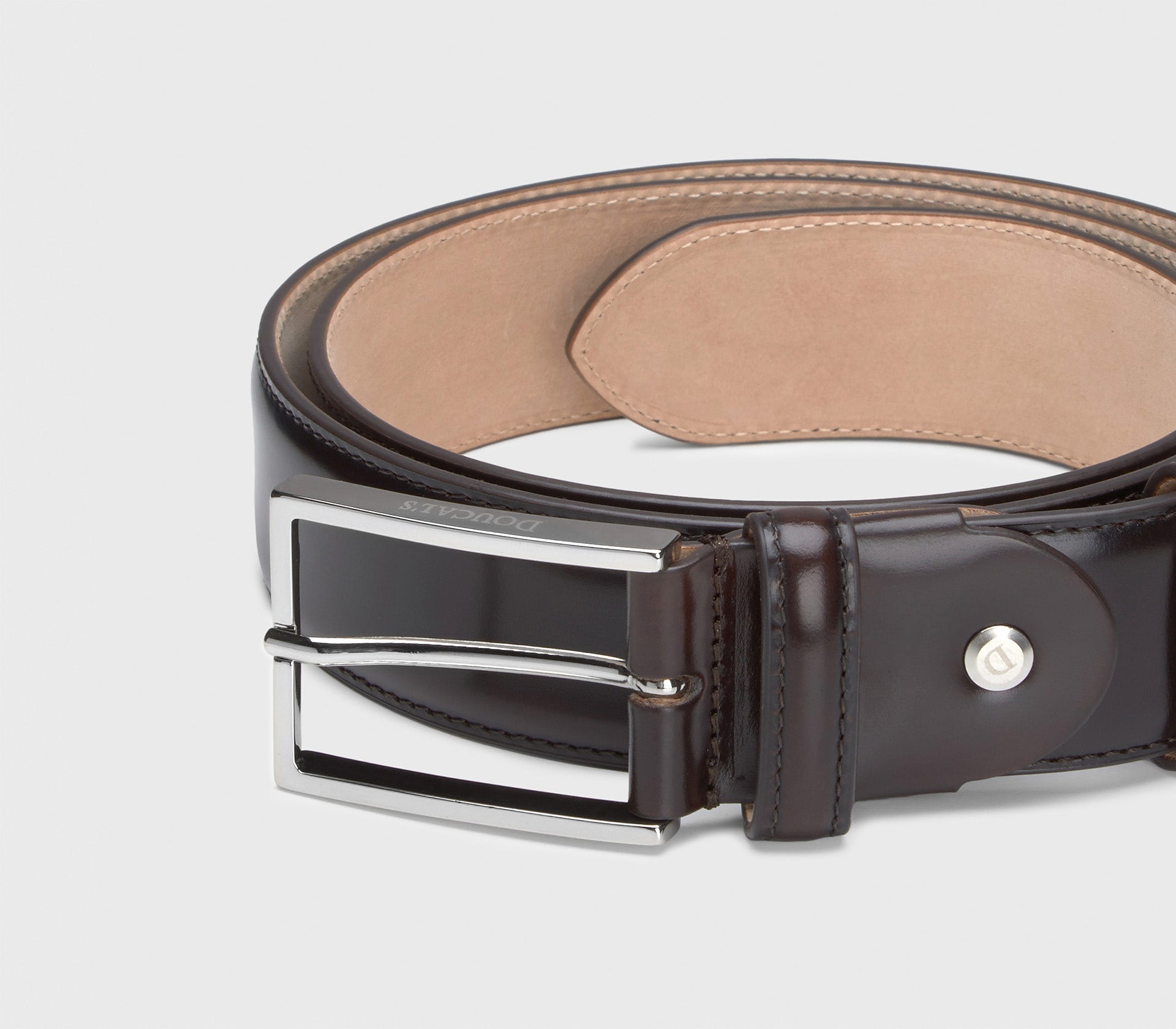 Cintura regolabile in pelle marrone