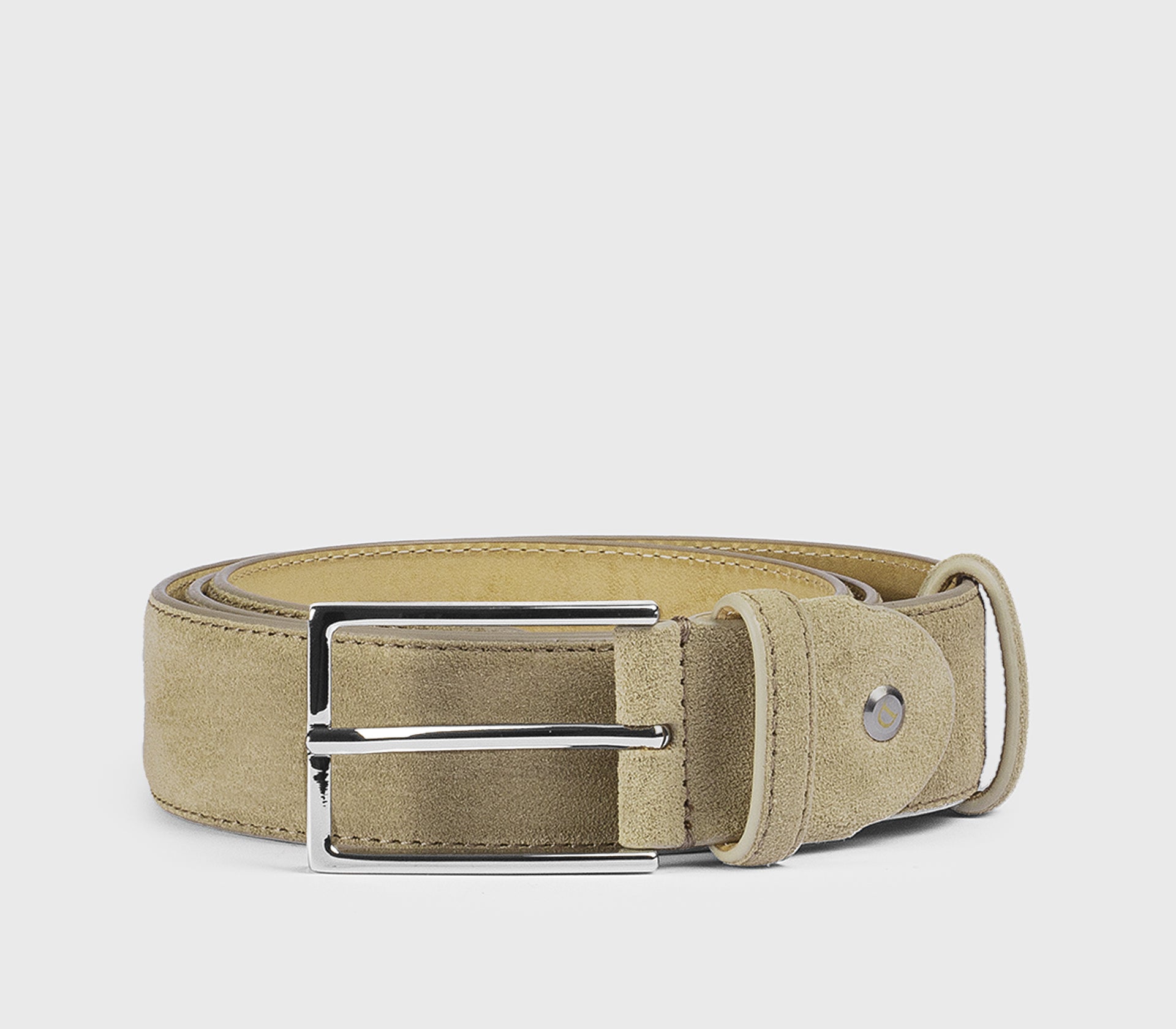 Cintura in suede sabbia con fibbia quadrata