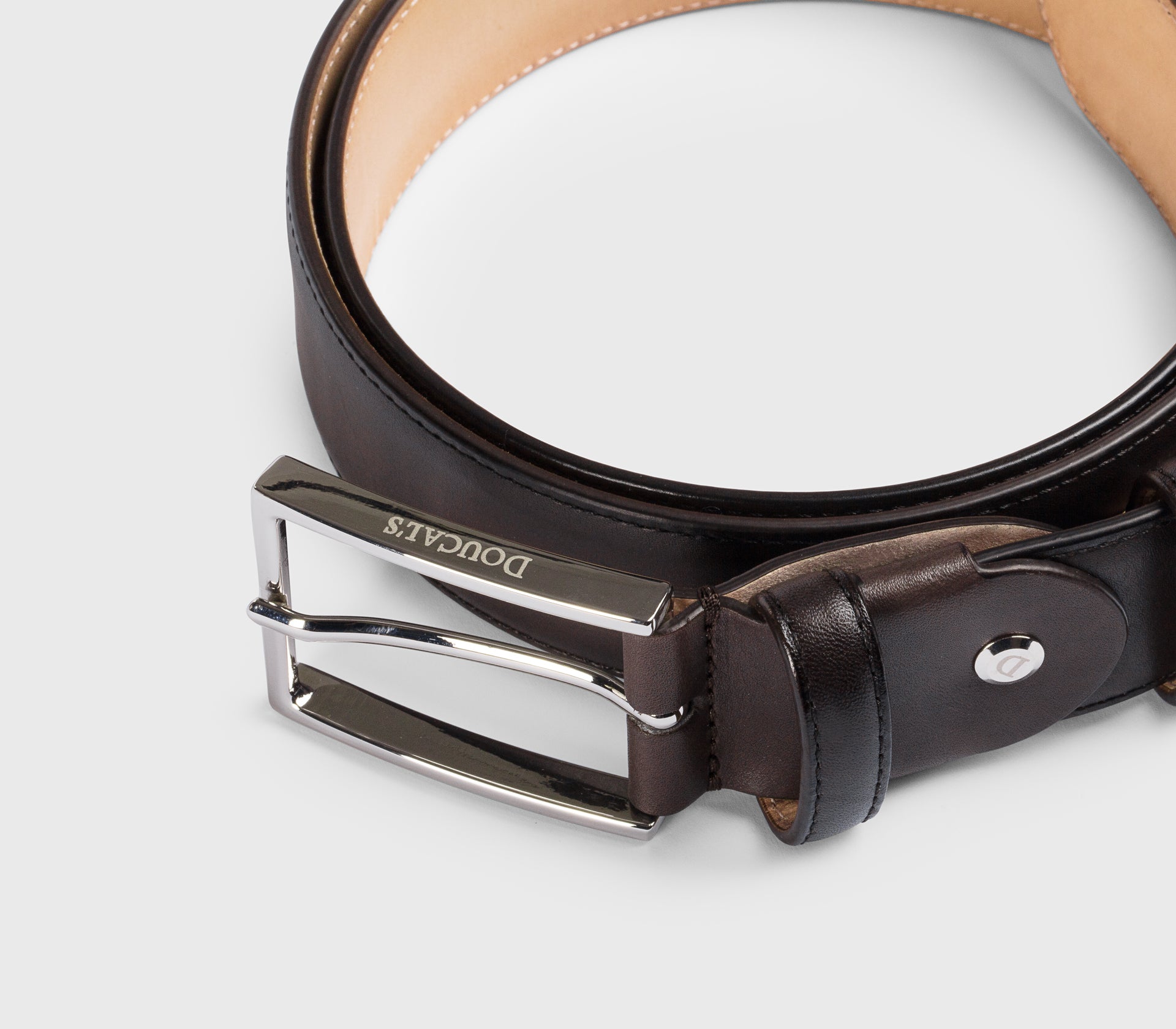 Dark Brown leather belt with square buckle