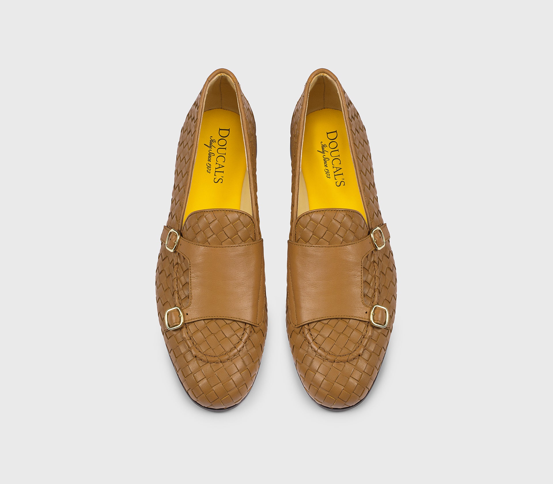 DD8633MEGNUF217TC06 - Mocassino doppia fibbia in pelle intrecciata marrone "noce"