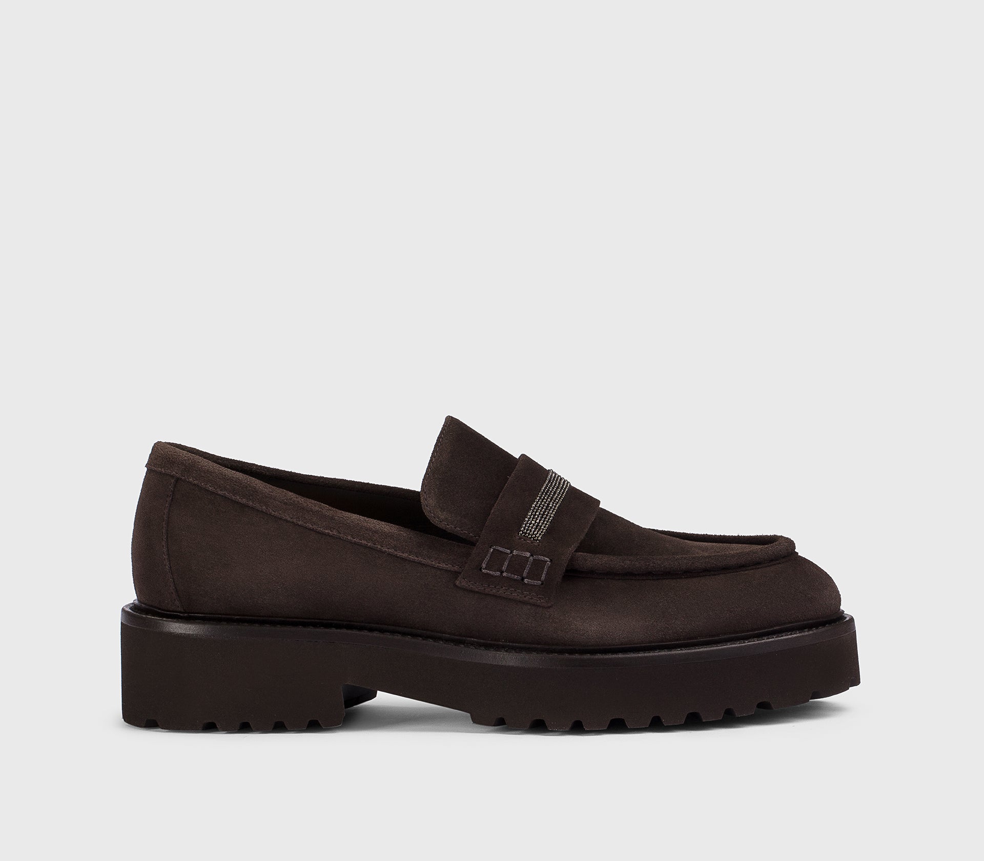 DD8741PHILUF252TL03 - Mocassino con micro borchie in suede mogano