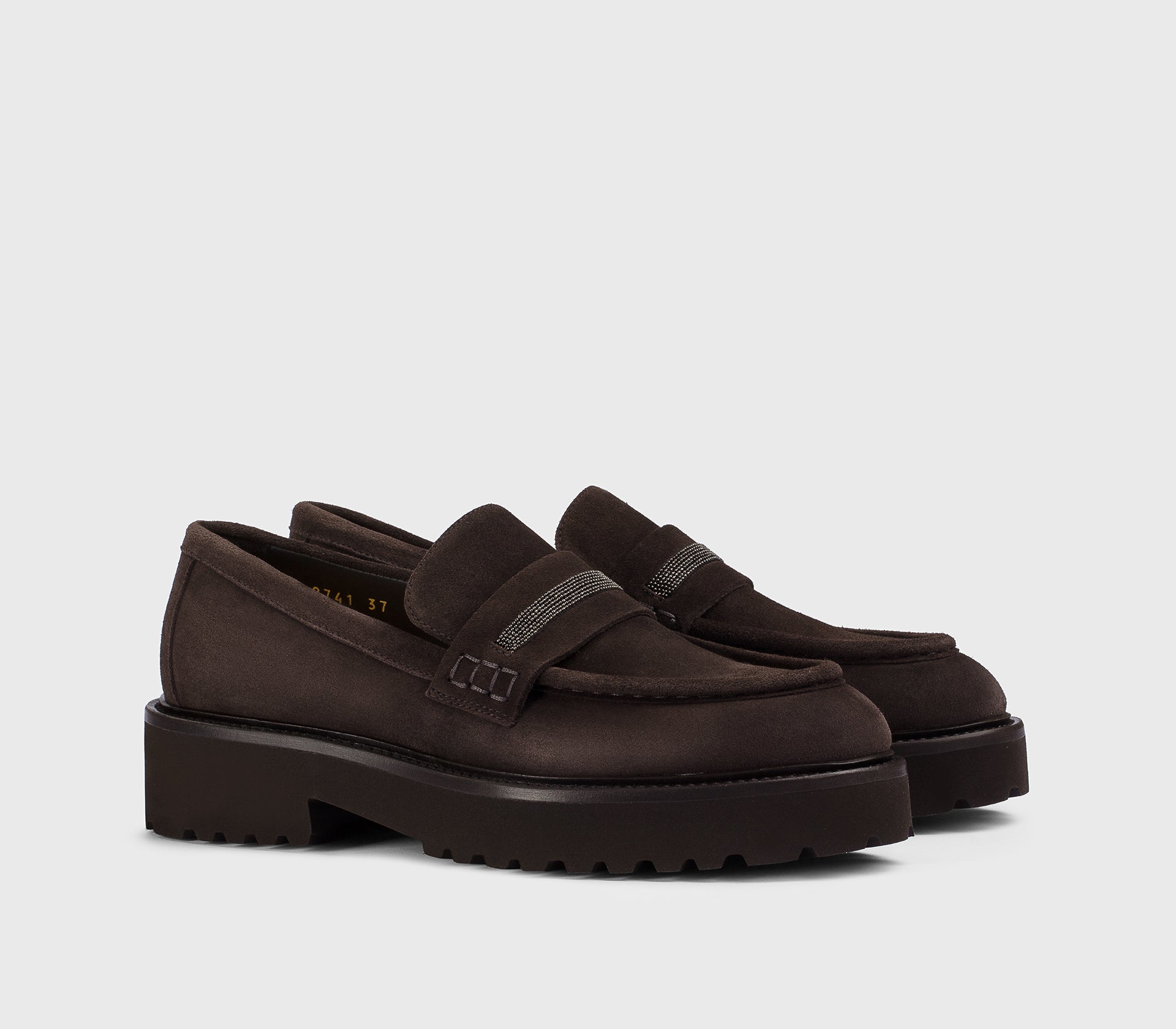 DD8741PHILUF252TL03 - Mocassino con micro borchie in suede mogano