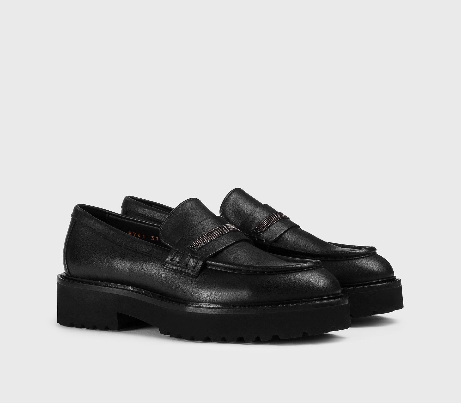 DD8741PHILUF289NN00 - Mocassino con micro borchie in pelle nero