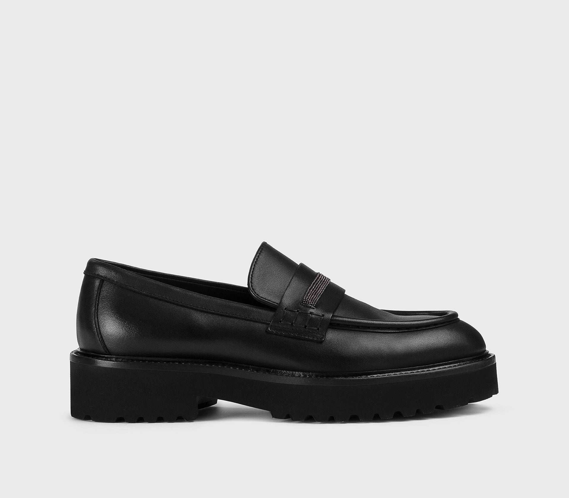 DD8741PHILUF289NN00 - Mocassino con micro borchie in pelle nero