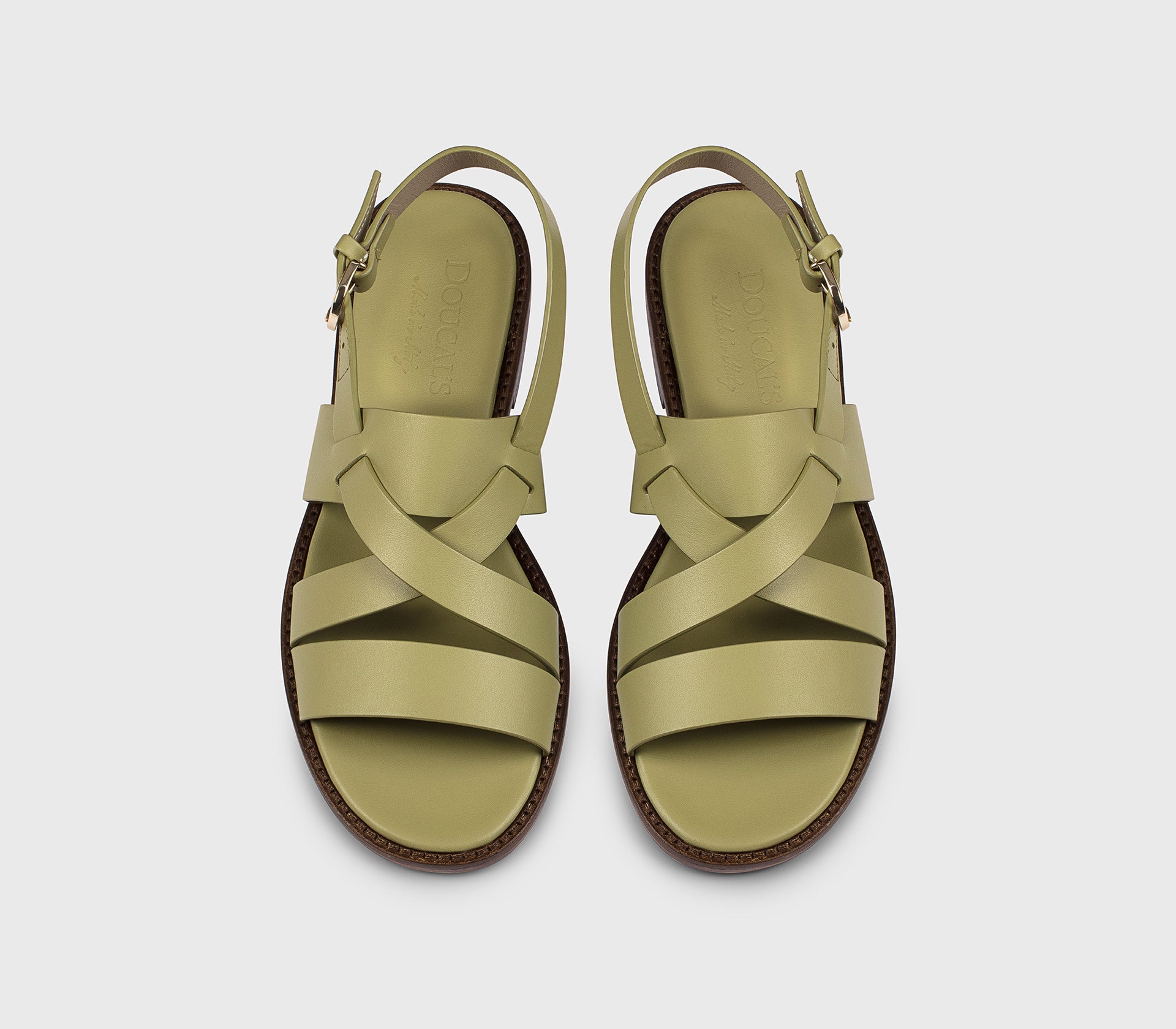 DD8775MARNUF073MV39 - Sandalo multifascia in pelle verde "leave"