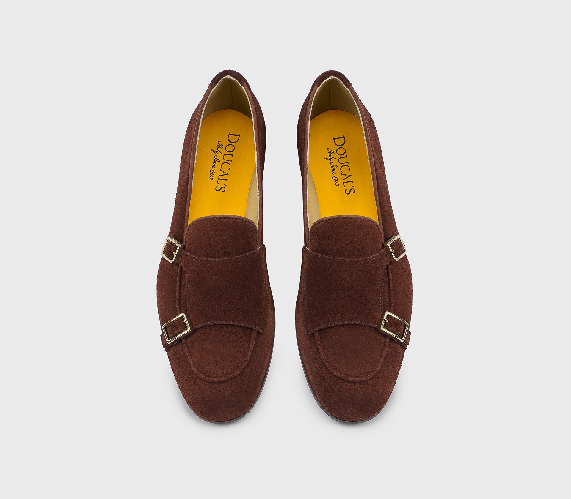 DD8877MEGNUF252TM45 - Mocassino con doppia fibbia in suede marrone "wood"