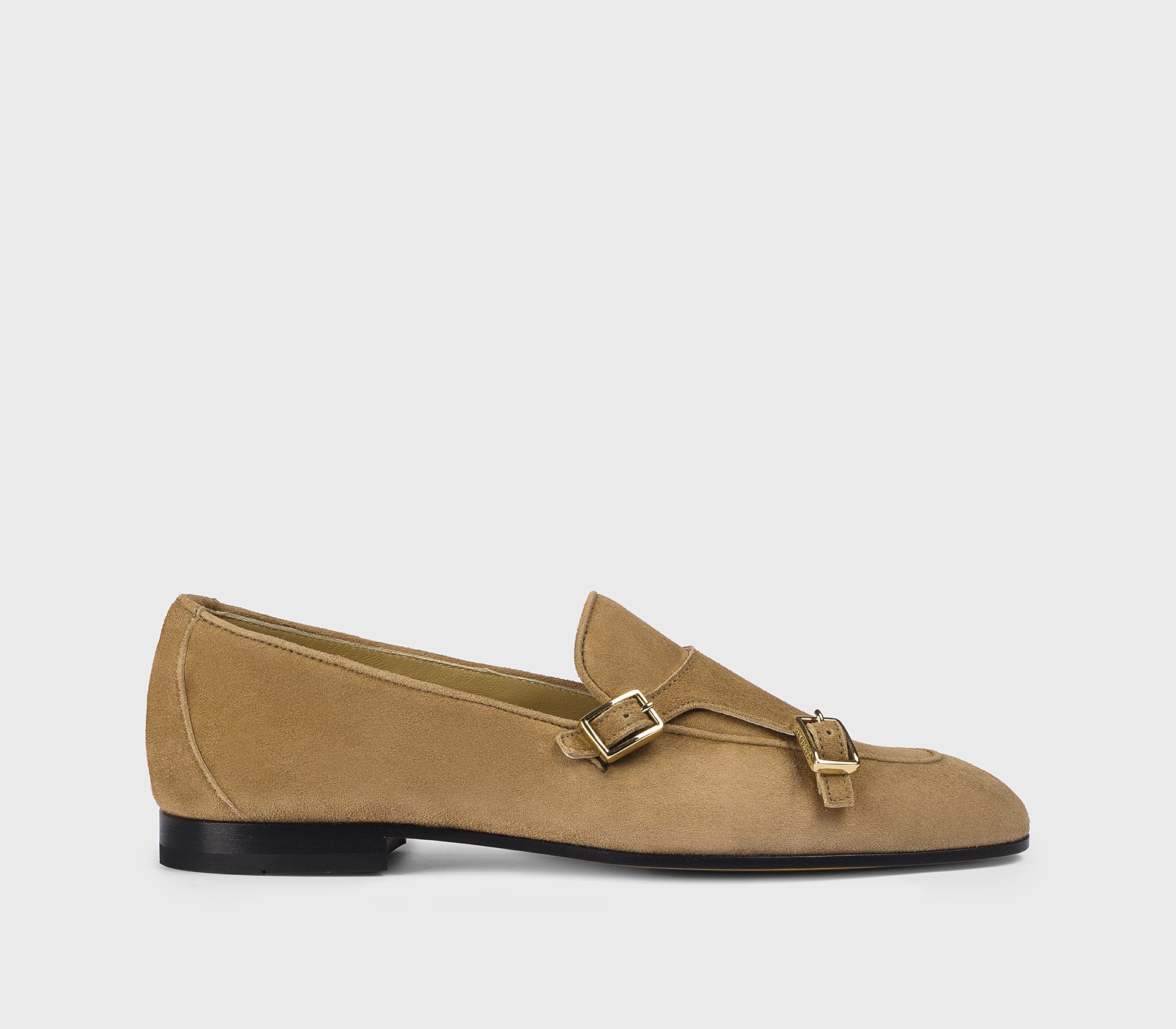 DD8877MEGNUF278NC53 - Mocassino doppia fibbia in suede "teddy" beige