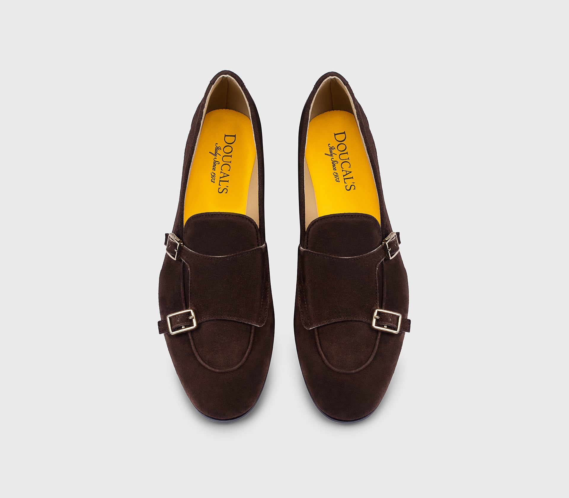DD8877MEGNUF278NM38 - Mocassino con doppia fibbia in suede marrone "moka"