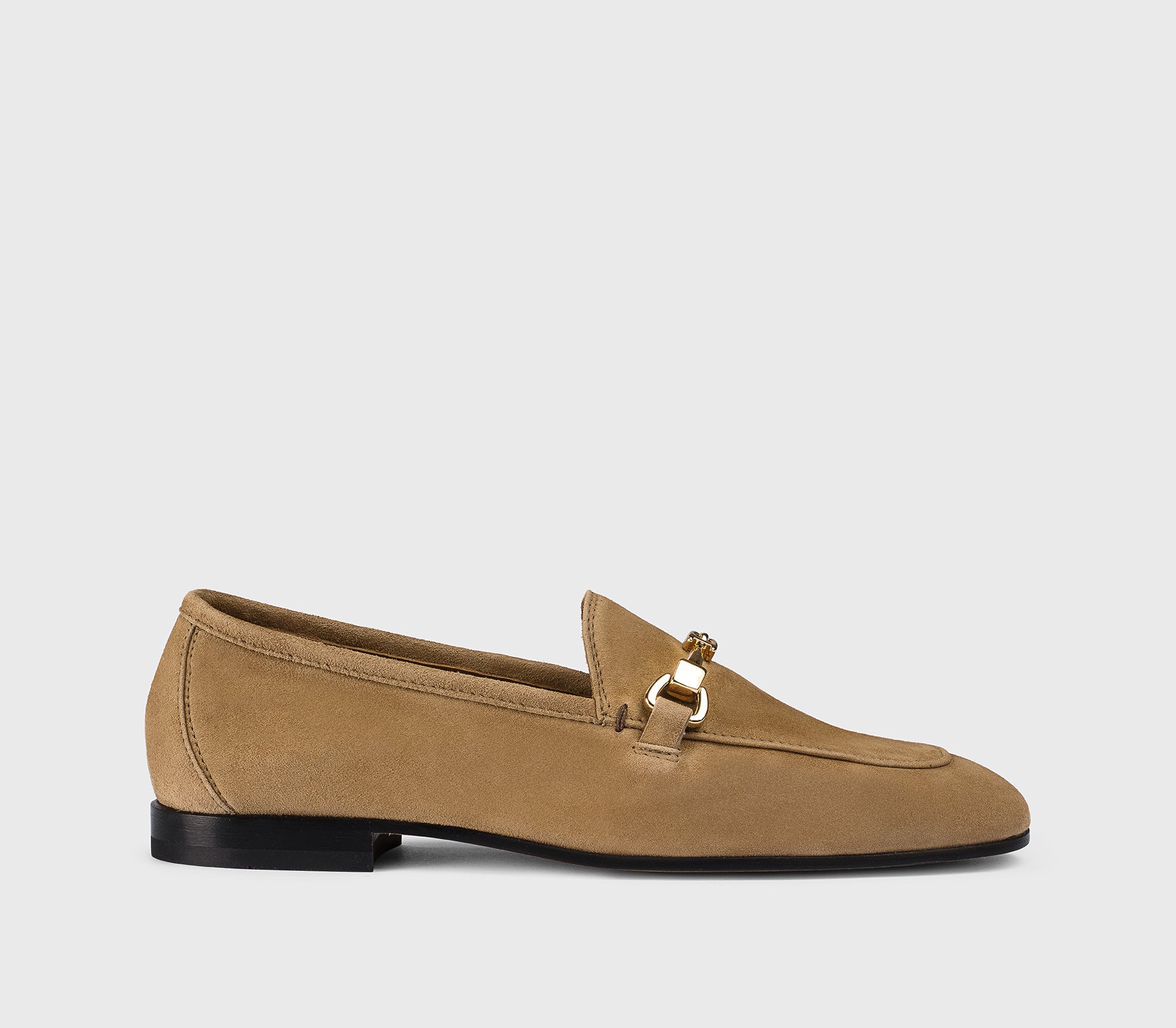 DD8878MEGNUZ278NC53 - Mocassino con accessorio in metallo in suede "teddy" beige