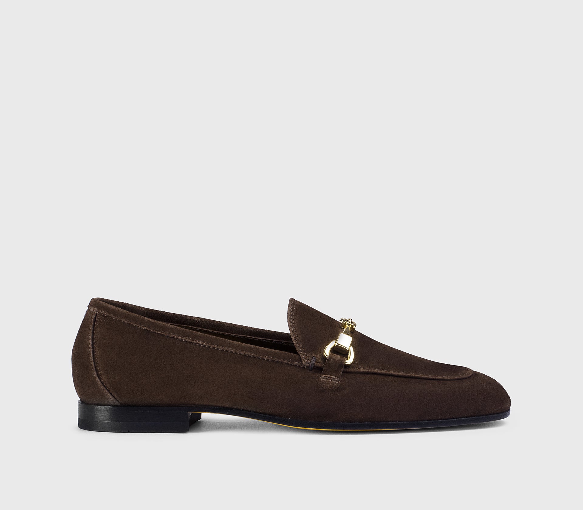 DD8878MEGNUZ278NM38 - Mocassino con accessorio in metallo in suede marrone "moka"