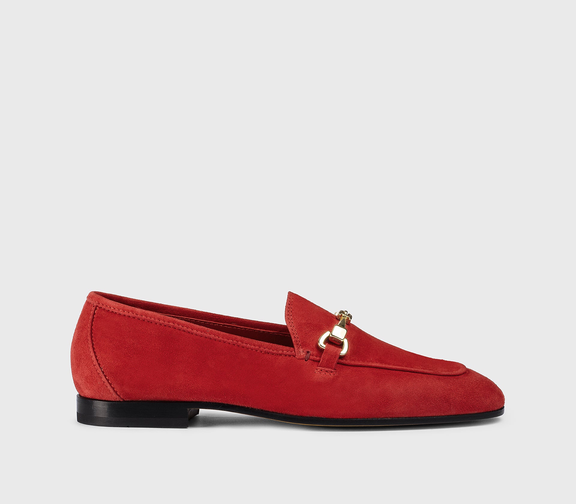 DD8878MEGNUZ278NR21 - Mocassino con accessorio in metallo in suede rosso