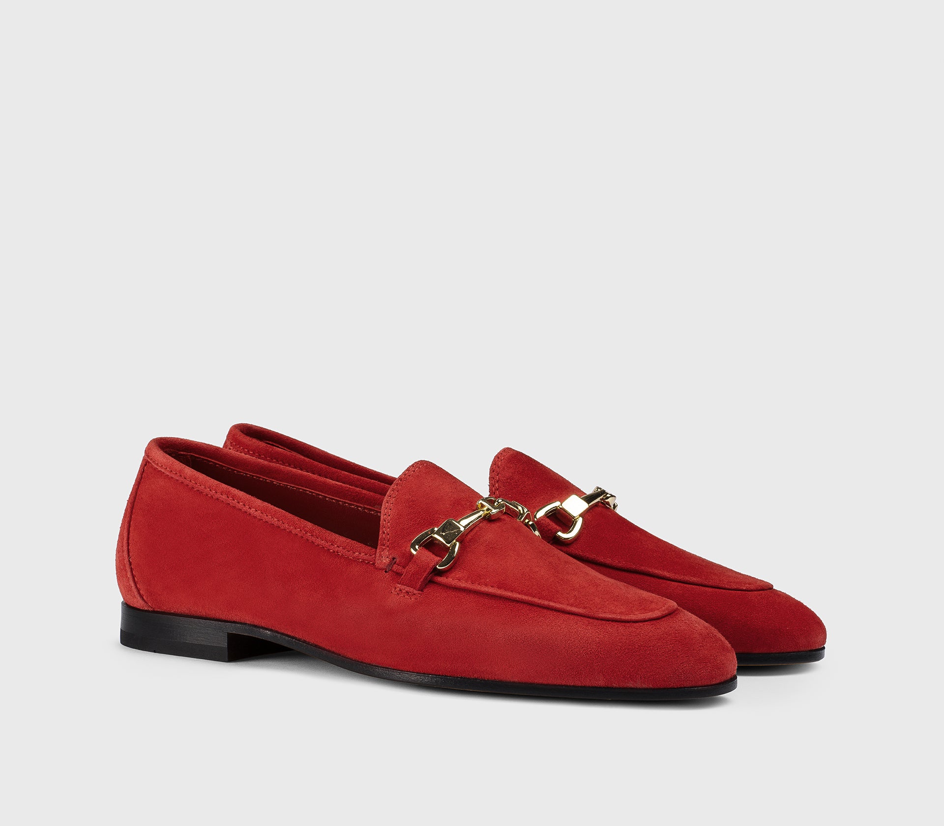 DD8878MEGNUZ278NR21 - Mocassino con accessorio in metallo in suede rosso