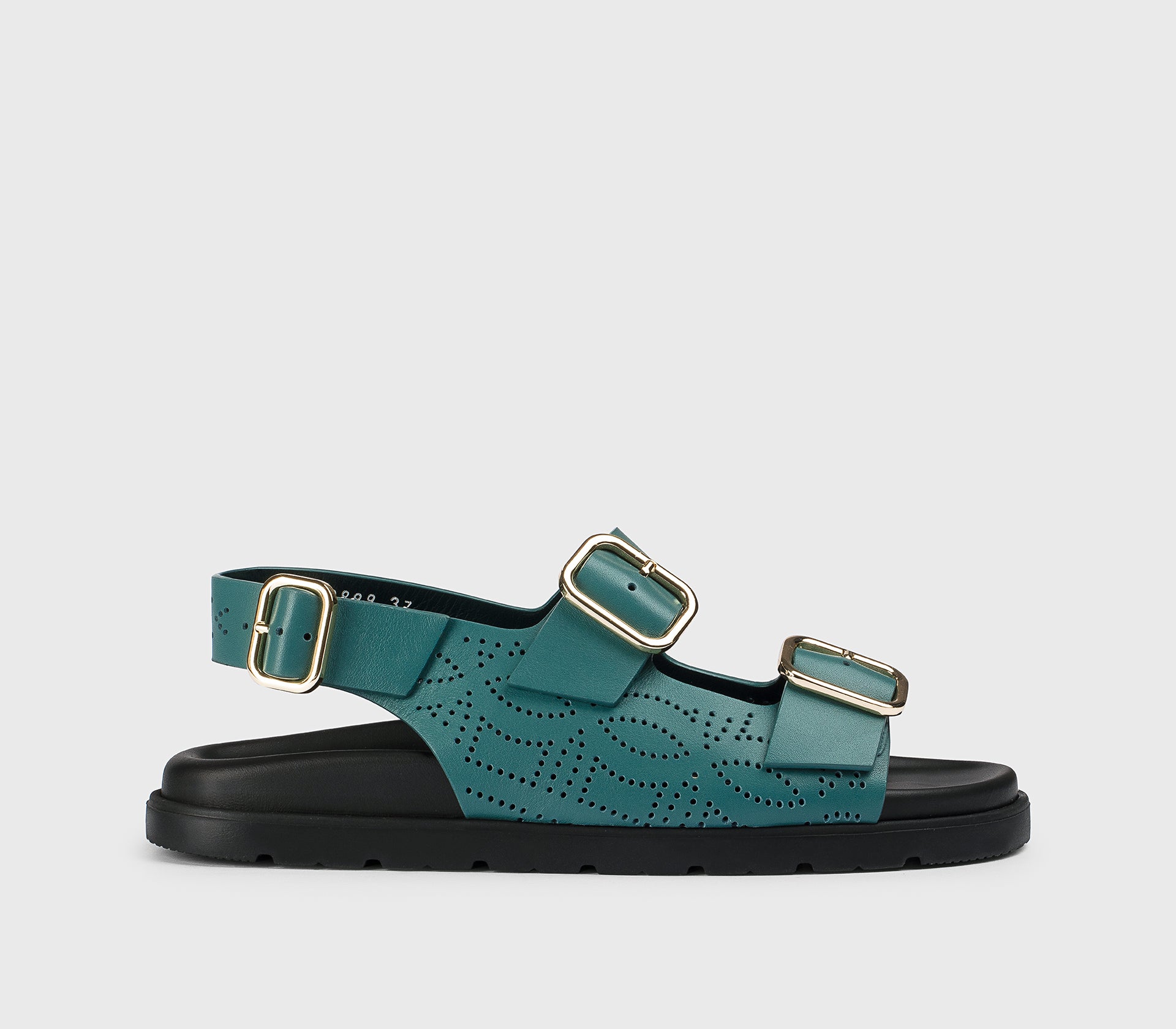 DD8889MATIUF073NB34 - Sandalo con fibbie in pelle traforata blu "horizon"