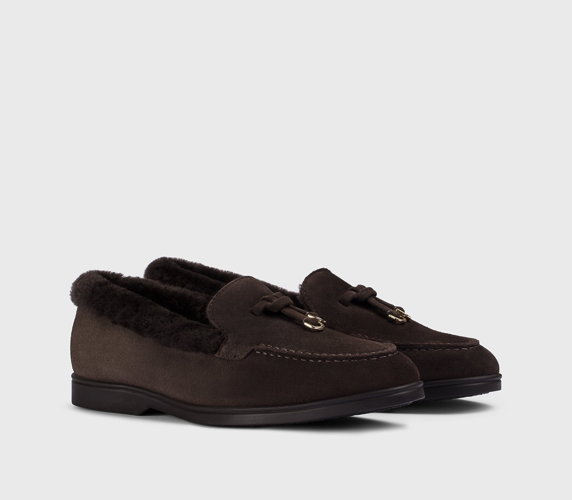 DD8920JOANUM252TL03 - Mocassino in suede con dettaglio pelliccia mogano