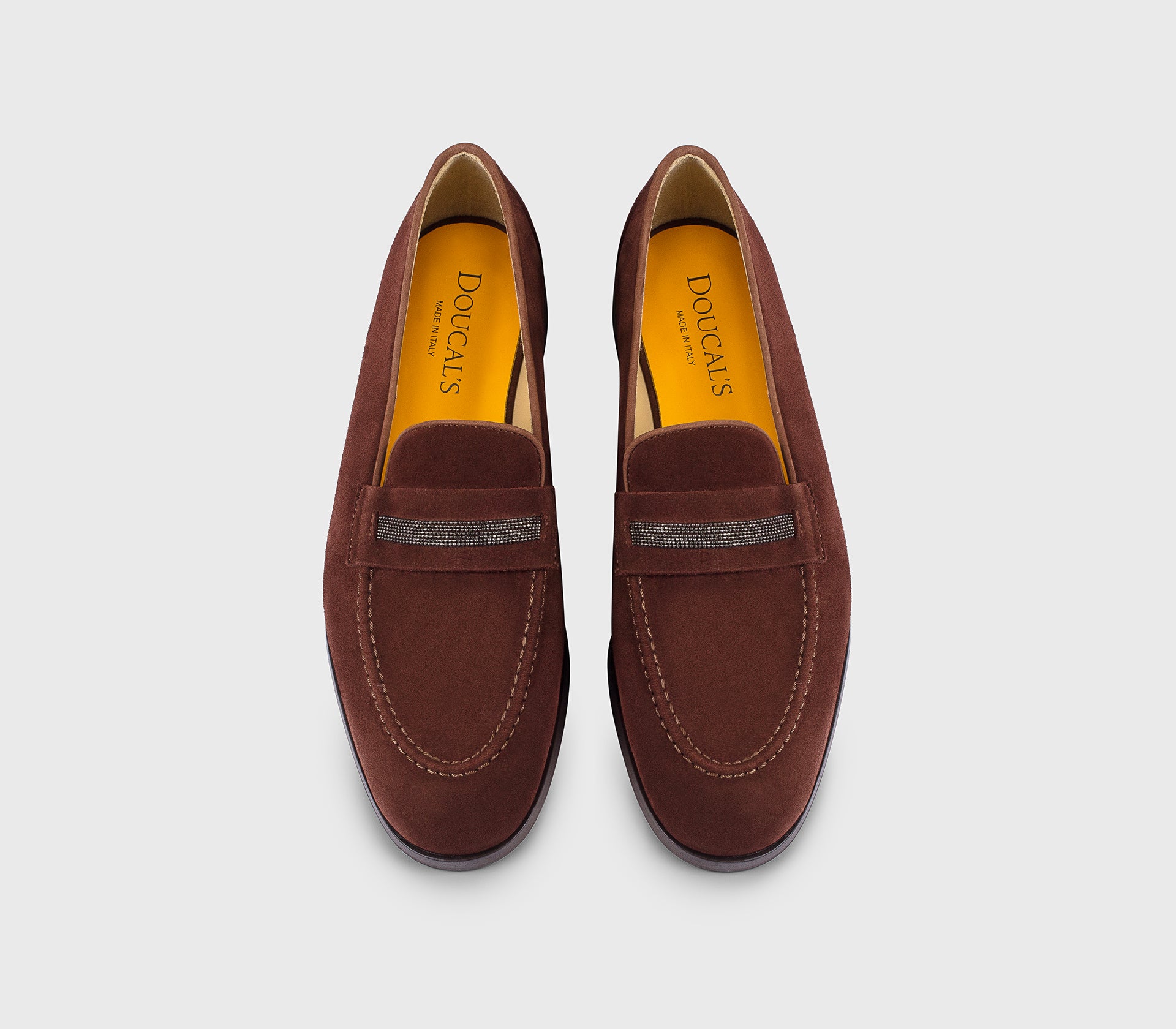 DD8944ELEAUF252TM45 - Mocassino con micro borchie in suede marrone "wood"