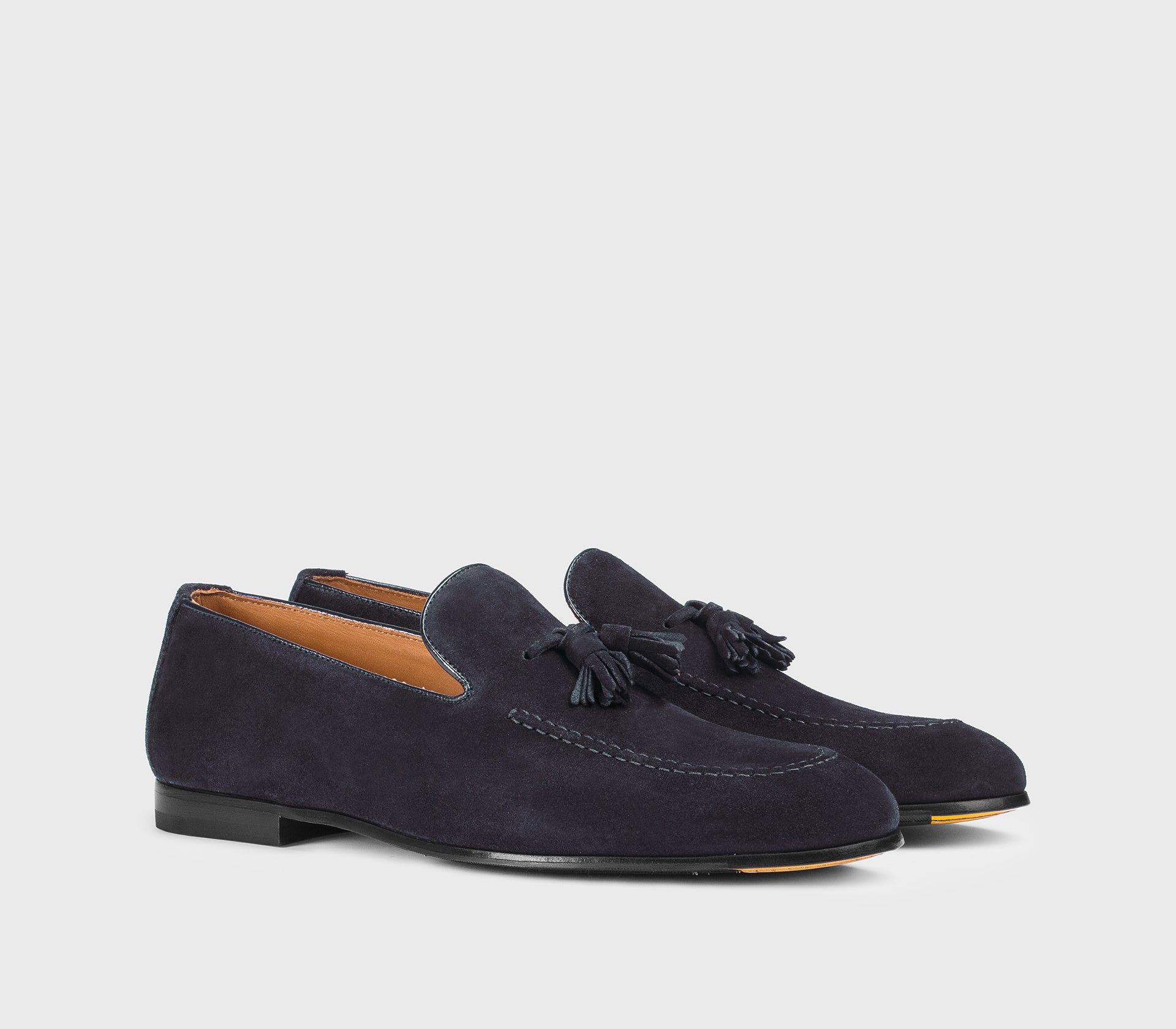 Mocassin à glands en daim bleu