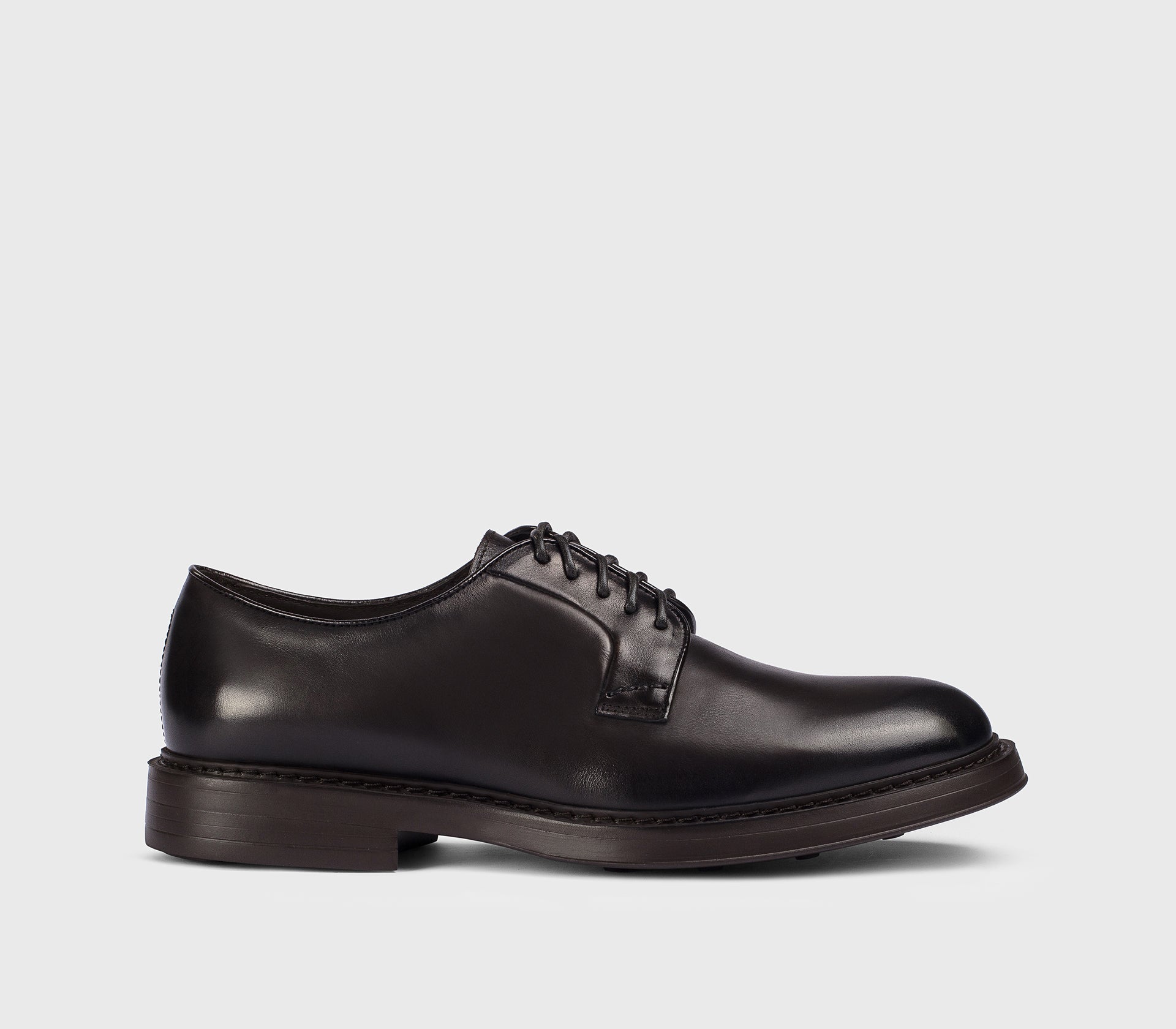 DU1385BRUXUF188TM00 - Stringata derby in pelle testa di moro