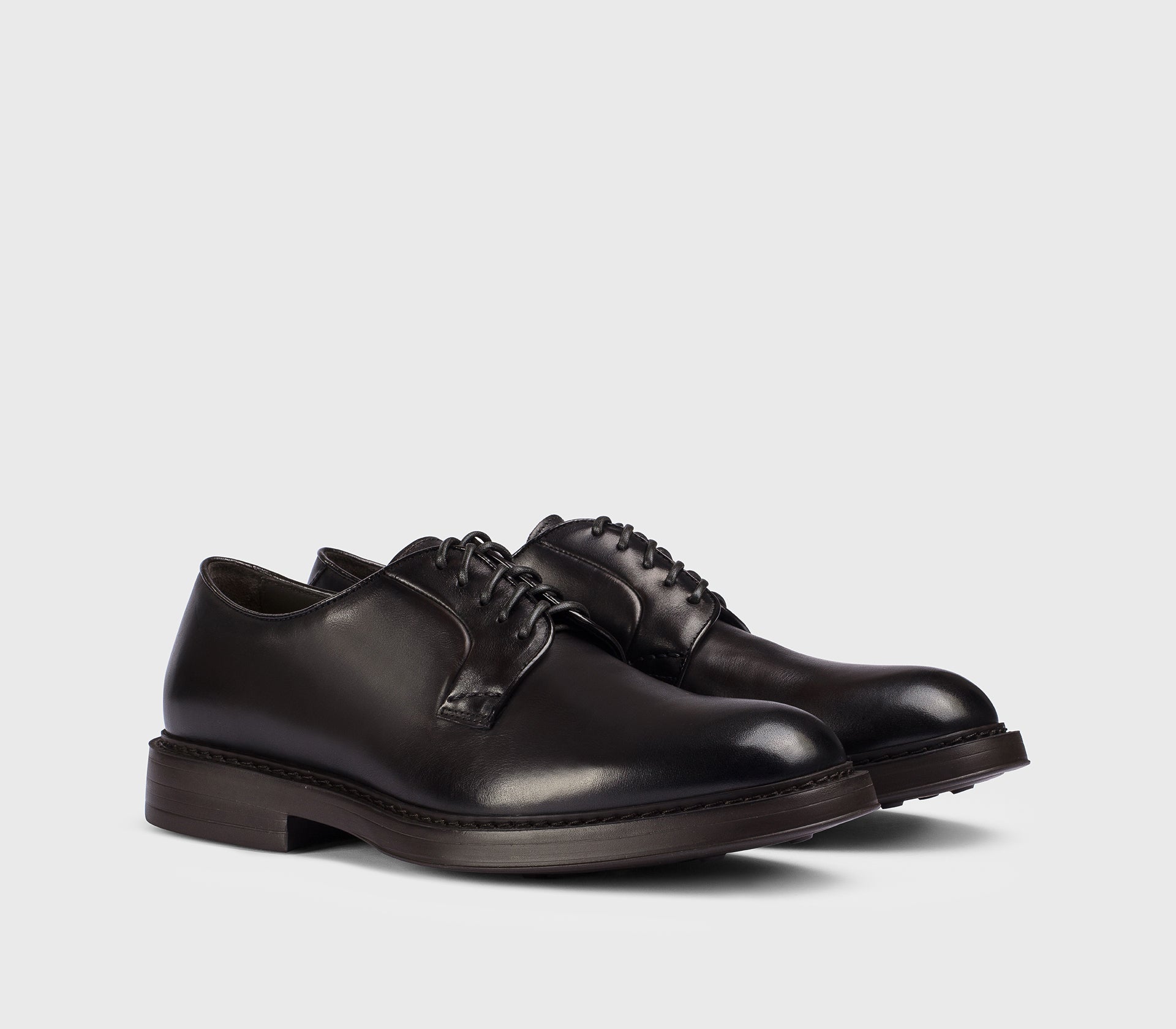DU1385BRUXUF188TM00 - Stringata derby in pelle testa di moro
