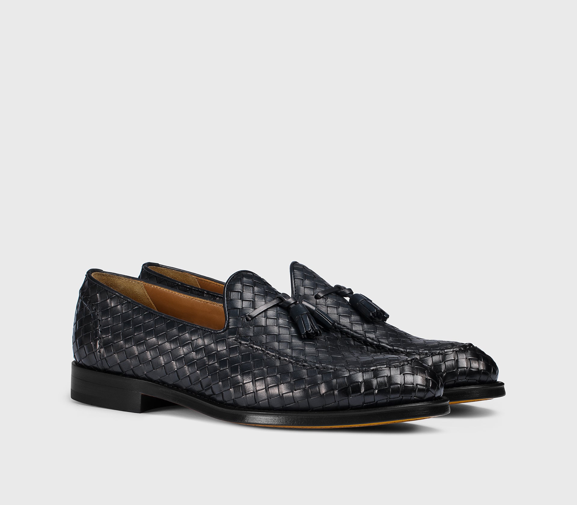 DU3159ORVNUY195NB00 - Mocassino intrecciato con nappine in pelle blu