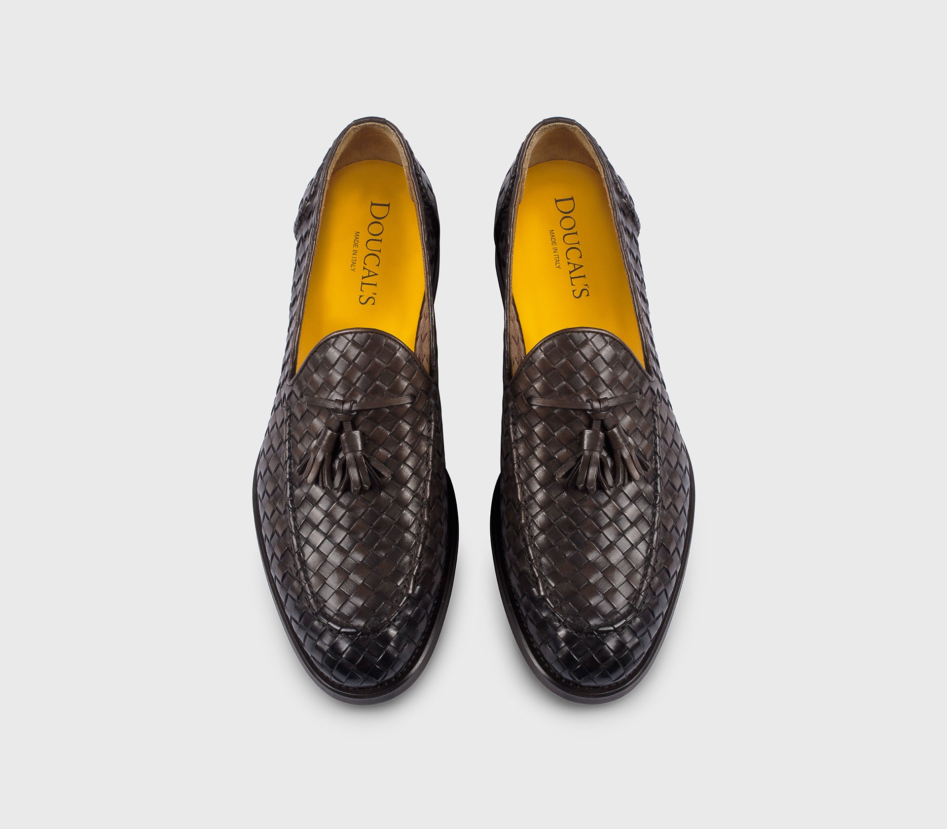 DU3159ORVNUY195TM00 - Mocassino intrecciato con nappine in pelle testa di moro
