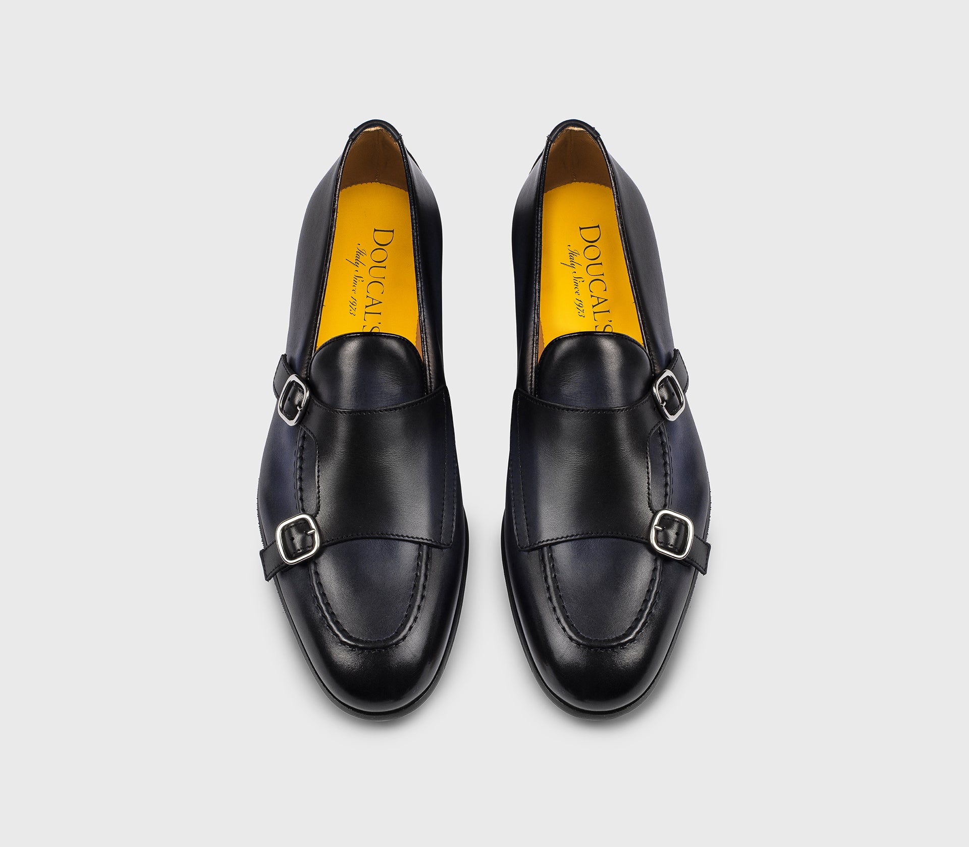DU3160PANNUF159NB28 - Mocassino doppia fibbia in pelle blu