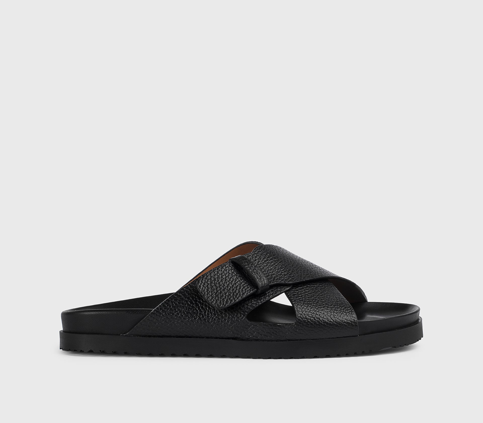 Sandalo doppia fascia da uomo in pelle bottalata | nero - Doucal's