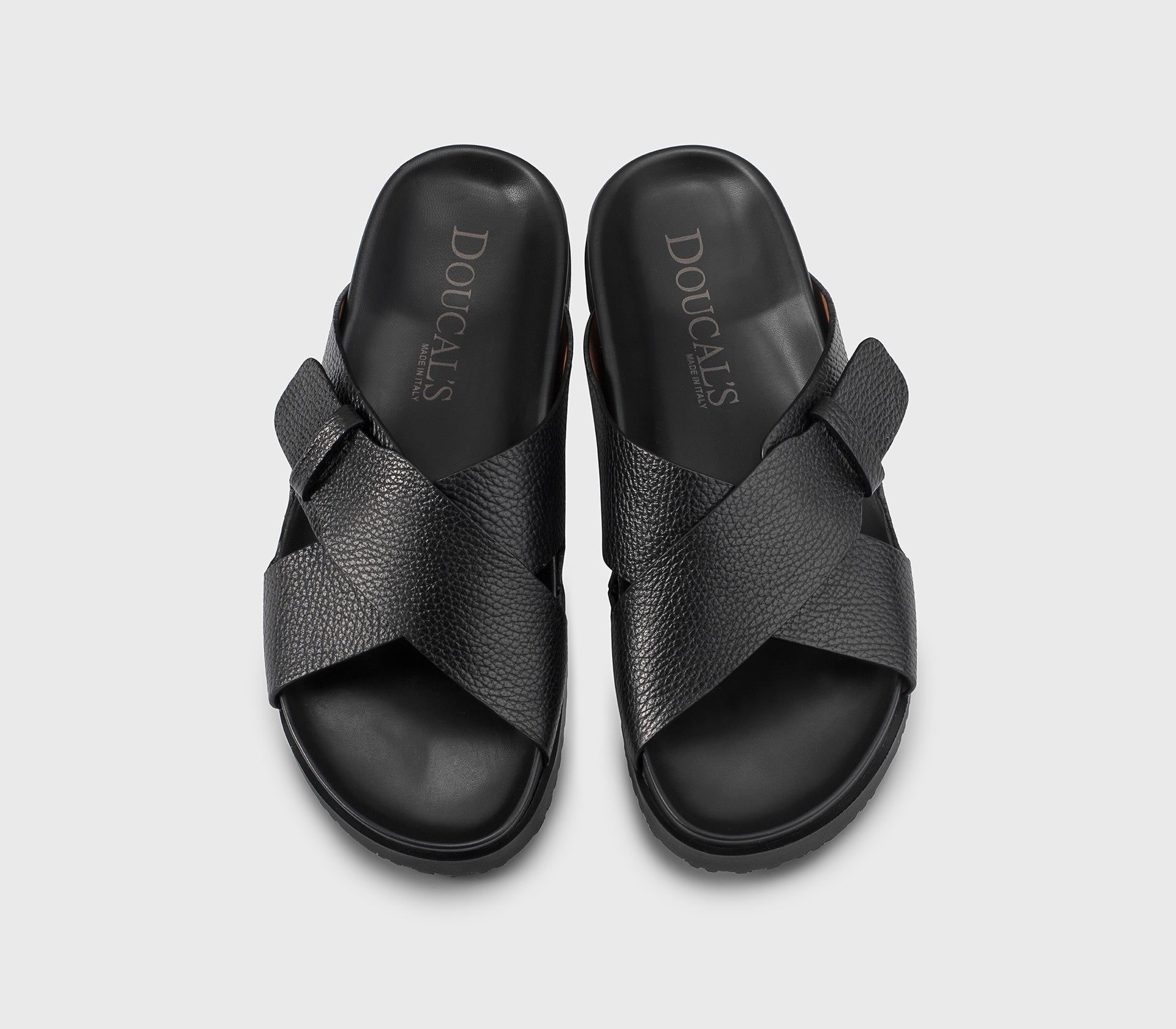 DU3180NECKPF704NN00 - Sandalo con doppia fascia incrociata in pelle bottalata nera