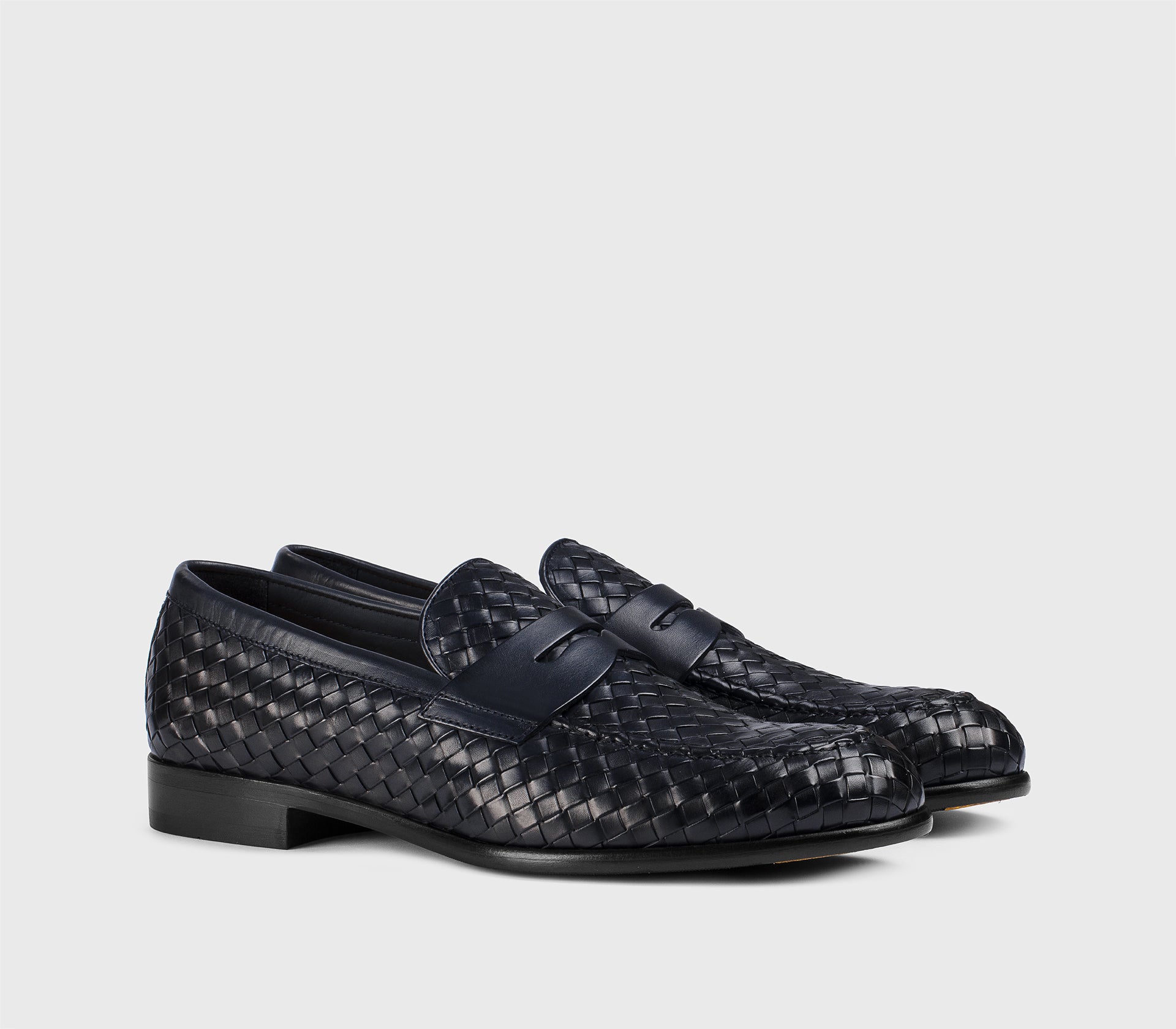 DU3266STRAUY195NB00 - Mocassino in pelle intrecciata blu