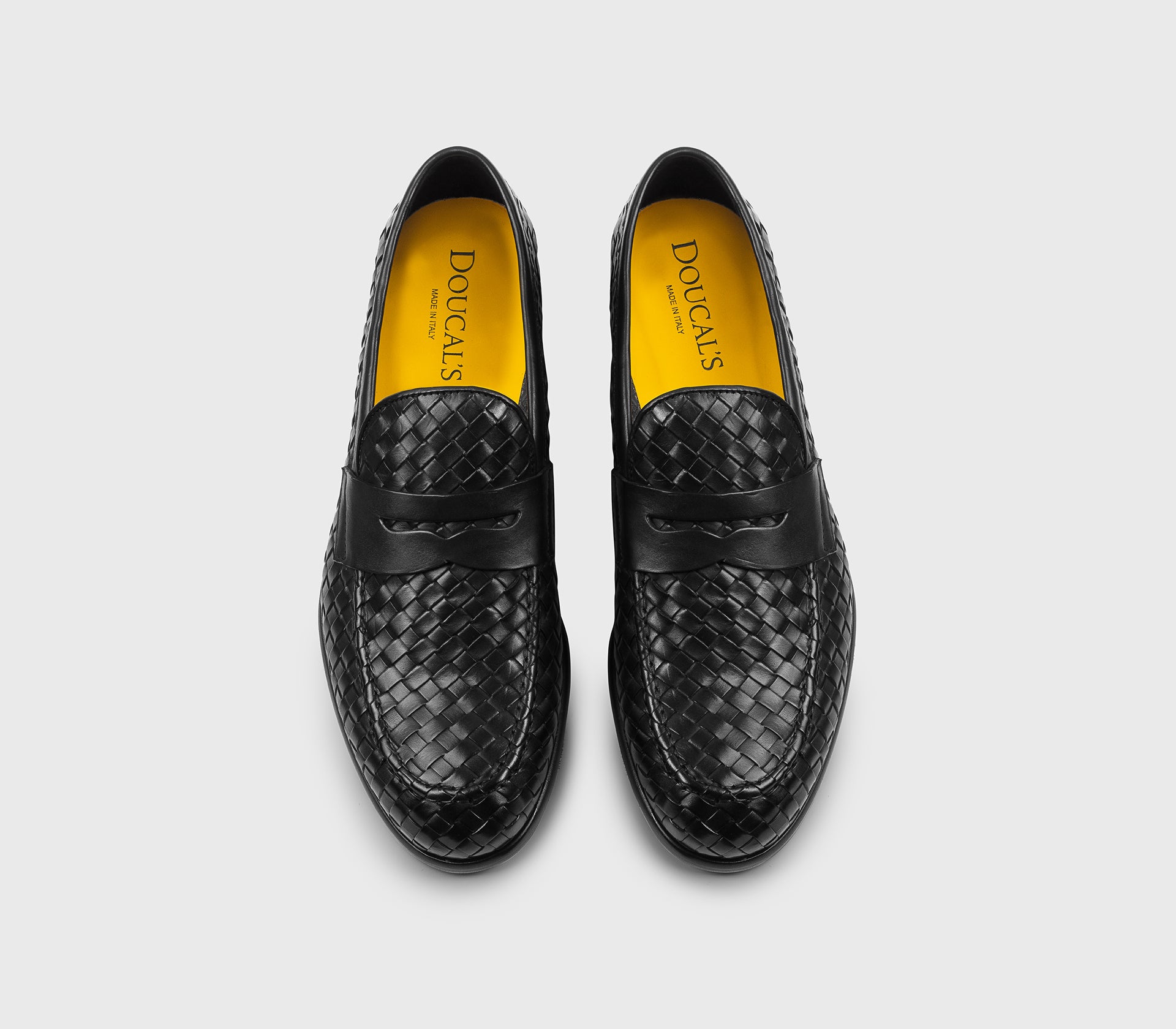 DU3266STRAUY195NN00 - Mocassino in pelle intrecciata nero