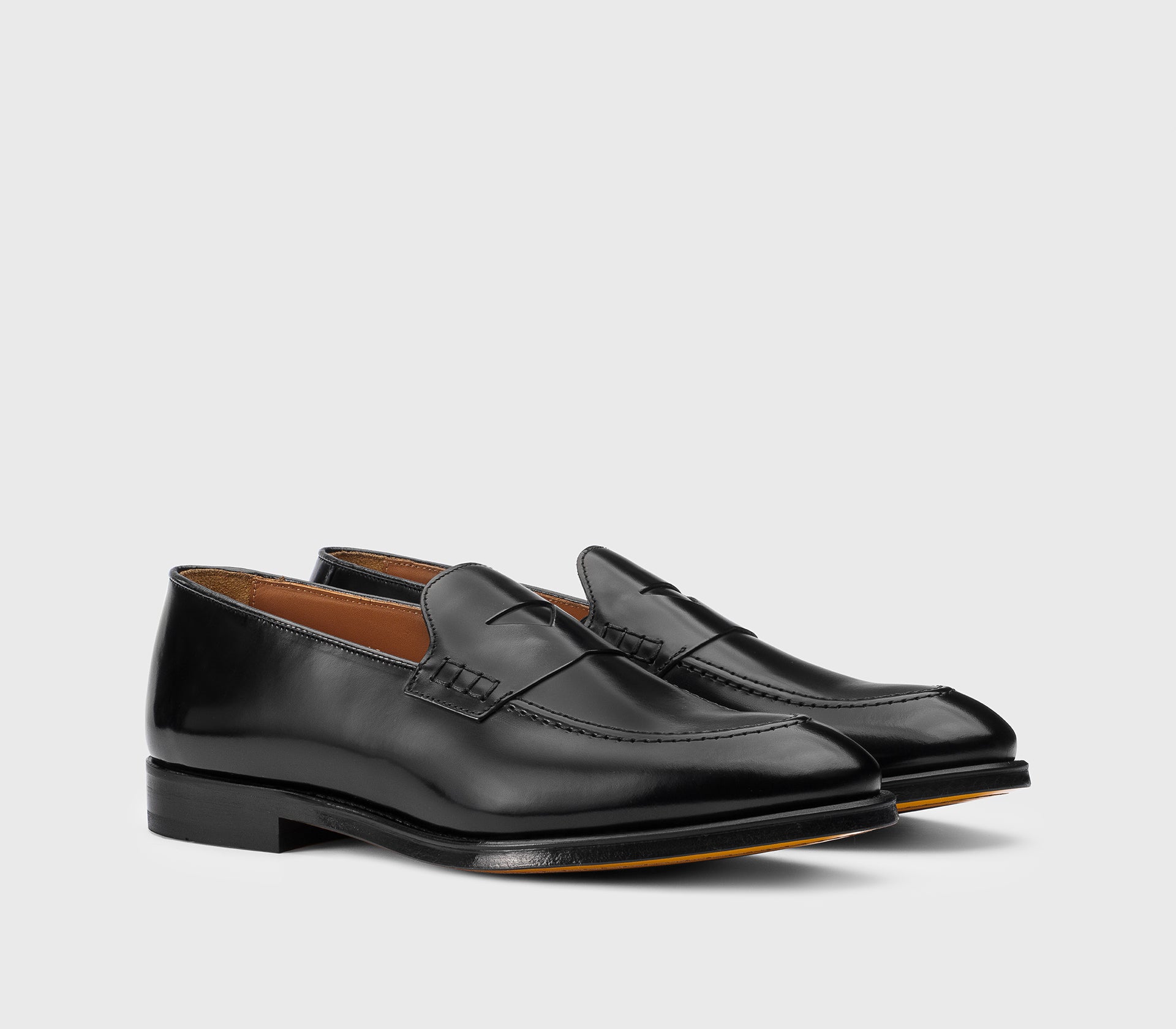 Black leather loafer