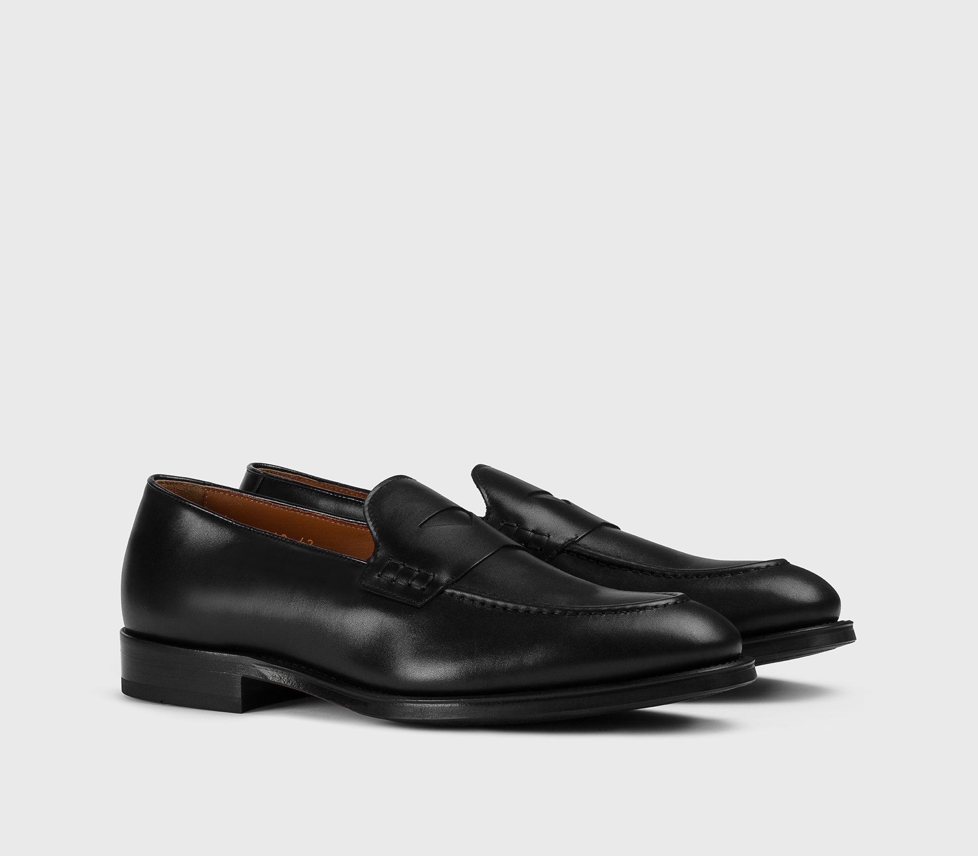 Black leather penny loafer