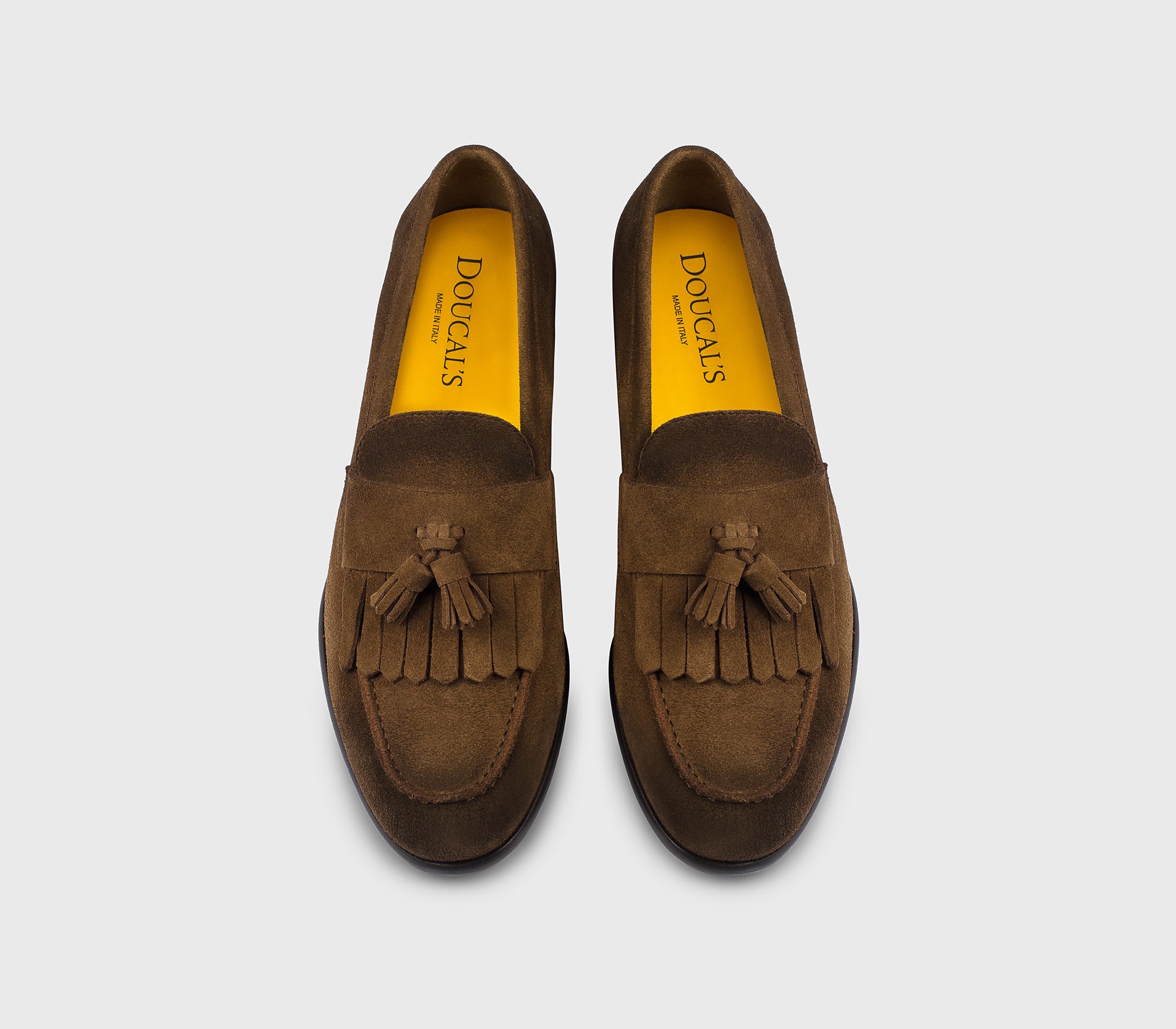 DU3399STRAUY260TM01 - Mocassino con nappine e frangia in suede marrone "snuff"