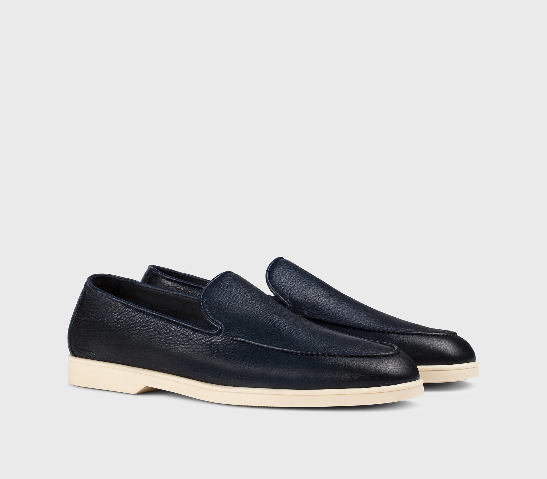 Blue deerskin loafer