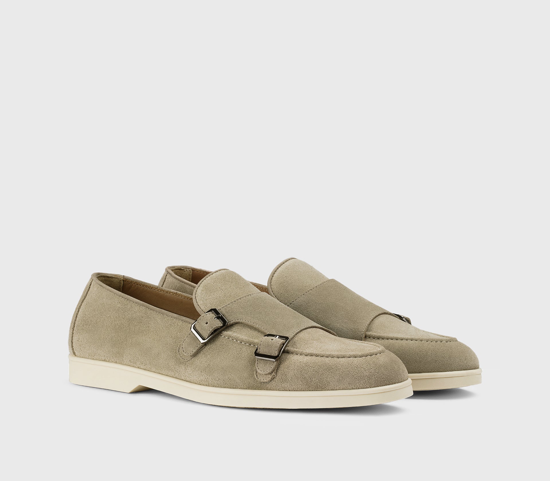 DU3414NWMAUY009GC15 - Mocassino doppia fibbia in suede sabbia
