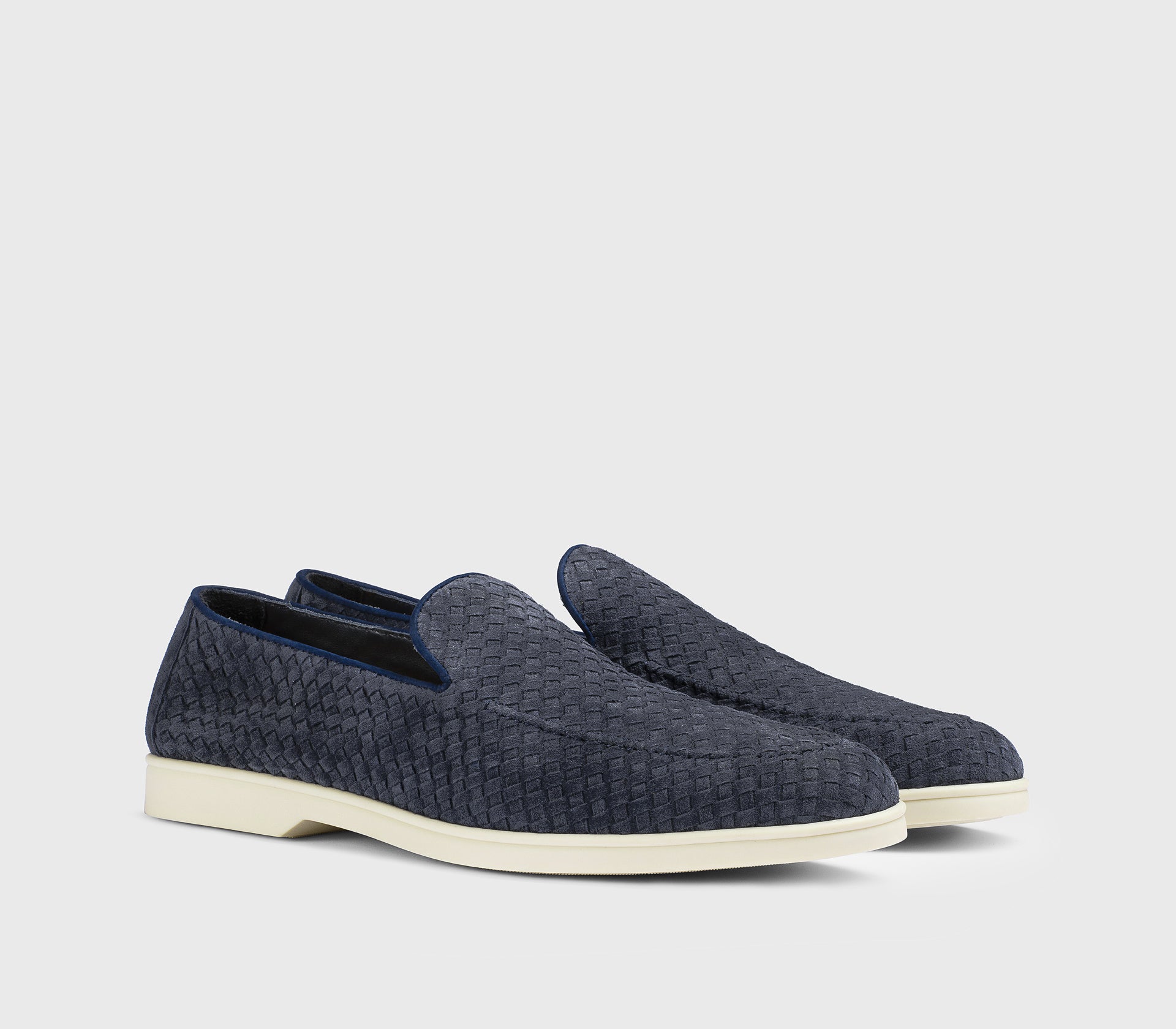DU3416NWMAUY261GB15 - Mocassino in suede intrecciato blu