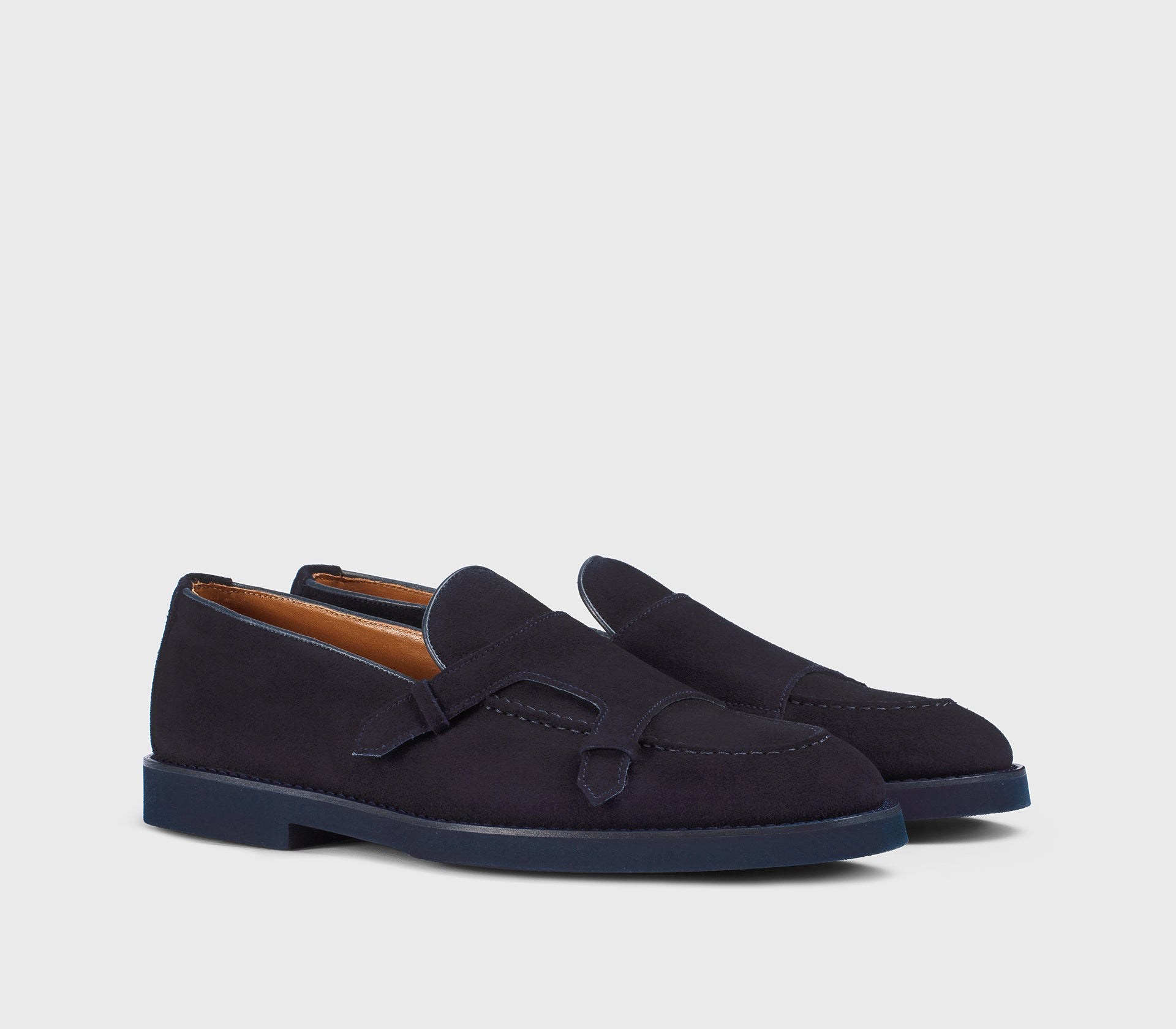 Mocassin avec détail « passant » en daim bleu
