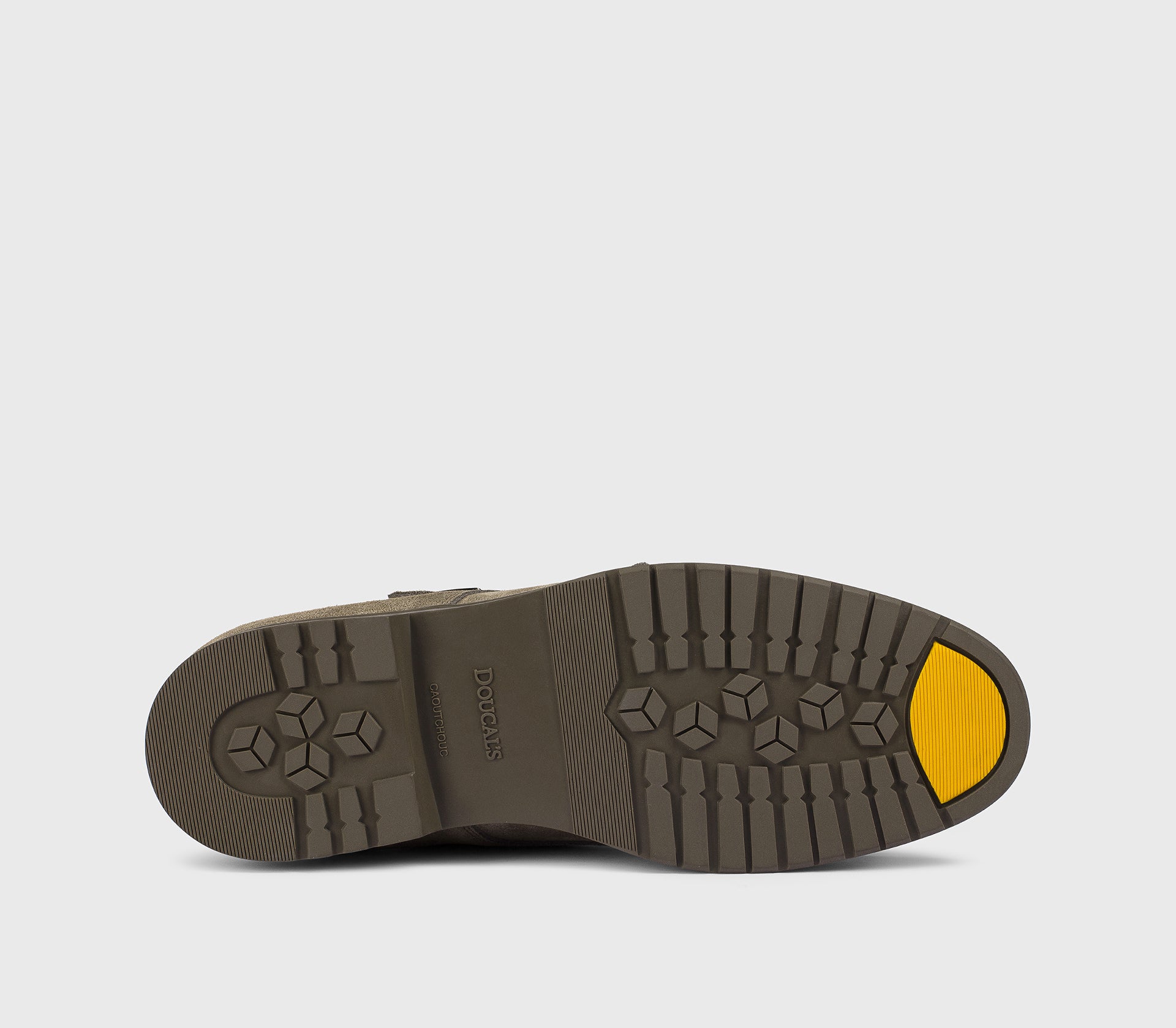 “Espresso”-coloured suede double-buckle shoe