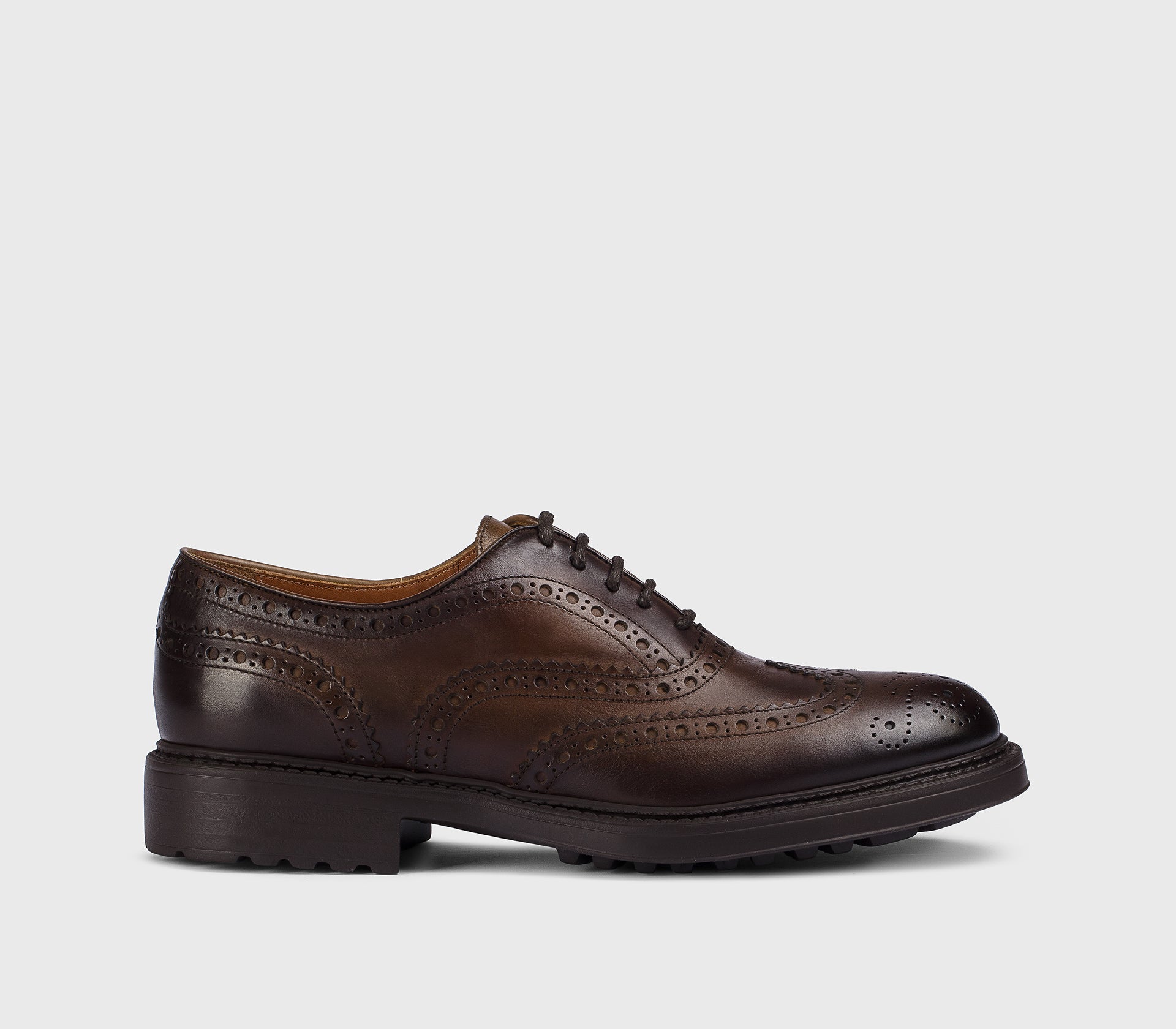 DU3500HENRUF188TM04 - Stringata coda di rondine brogue in pelle marrone