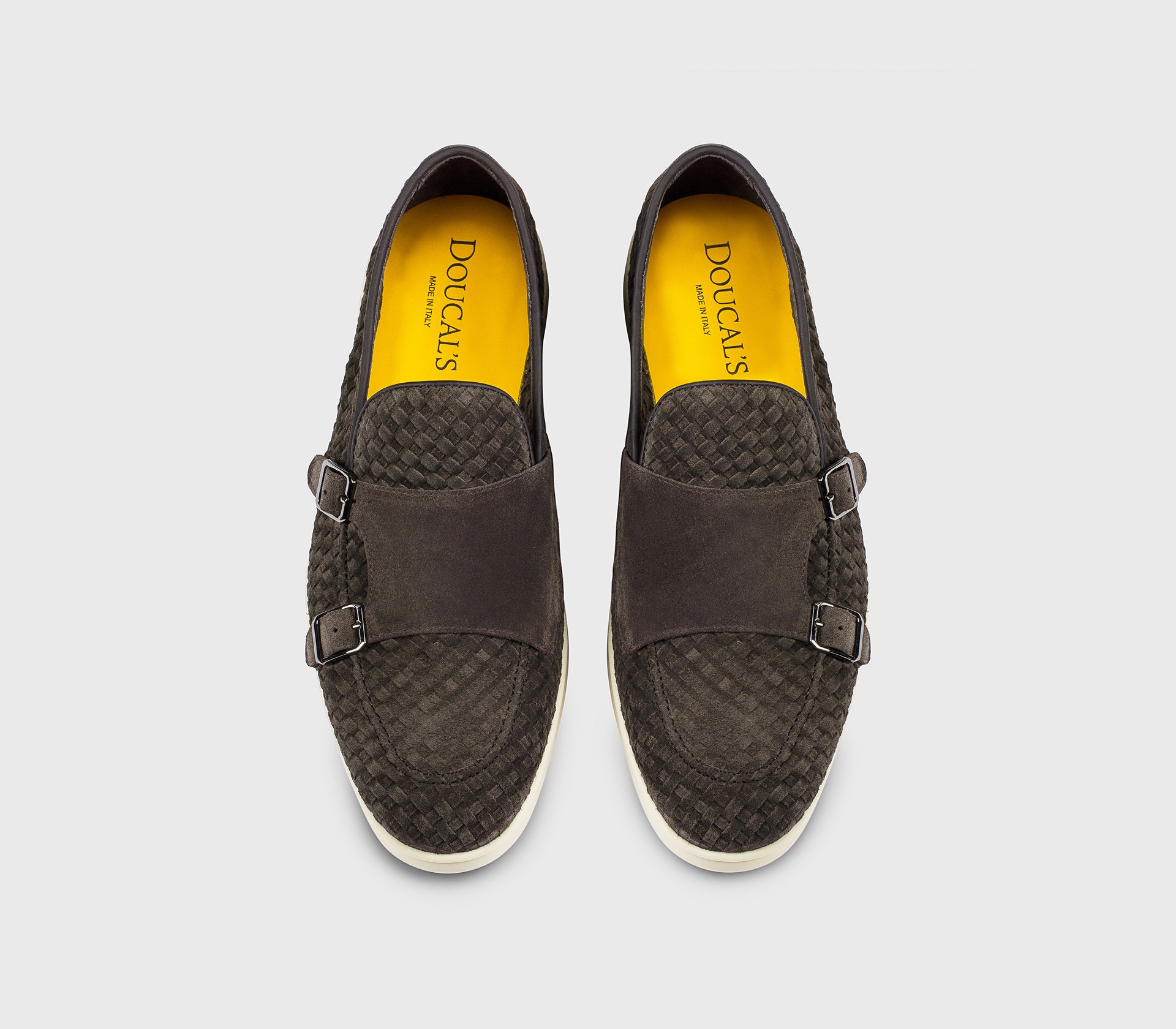 DU3511NWMAUY261GM00 - Mocassino doppia fibbia intrecciato in suede testa di moro