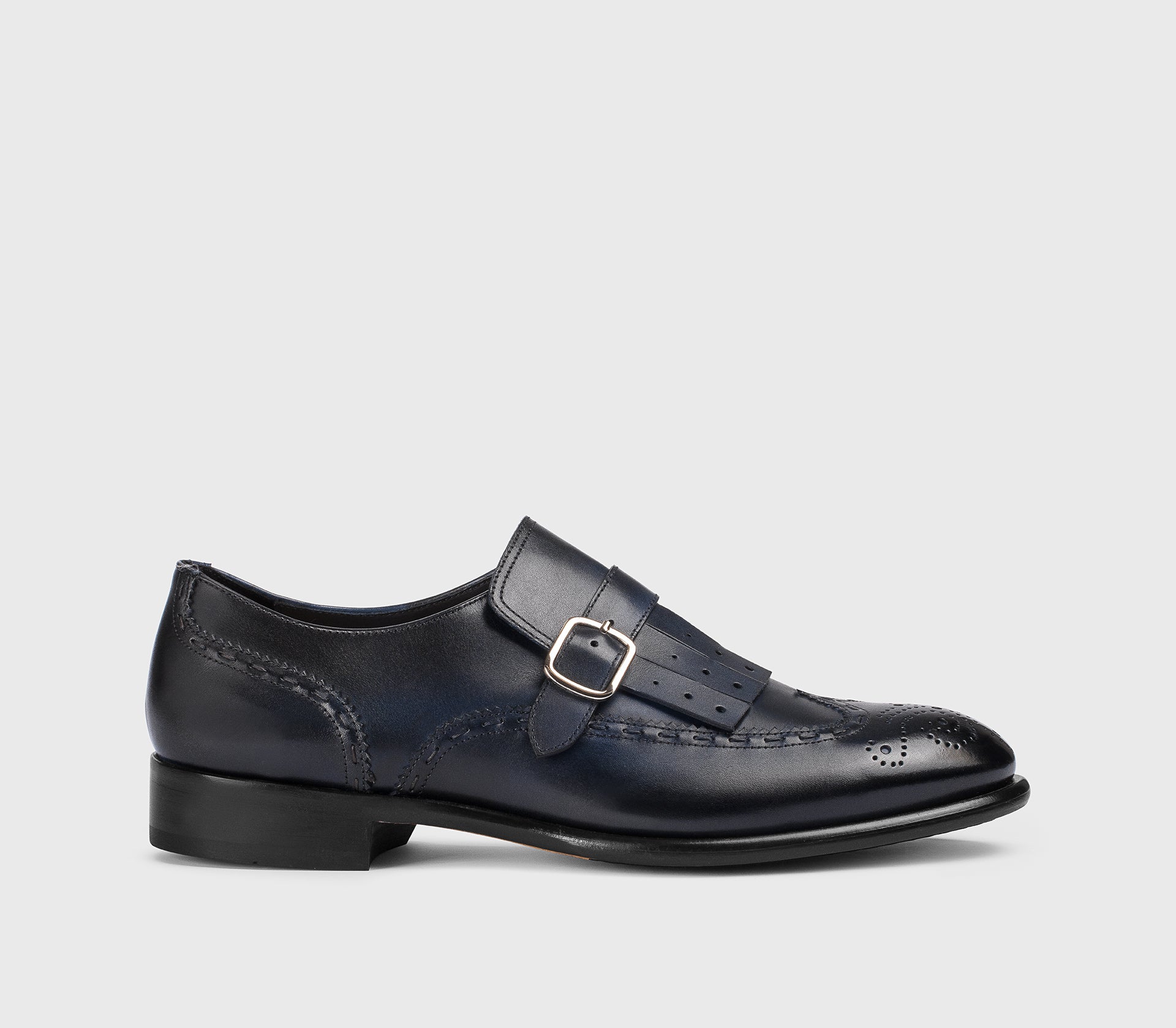 DU3536FREDUF159NB28 - Mono fibbia con frangia in pelle blu