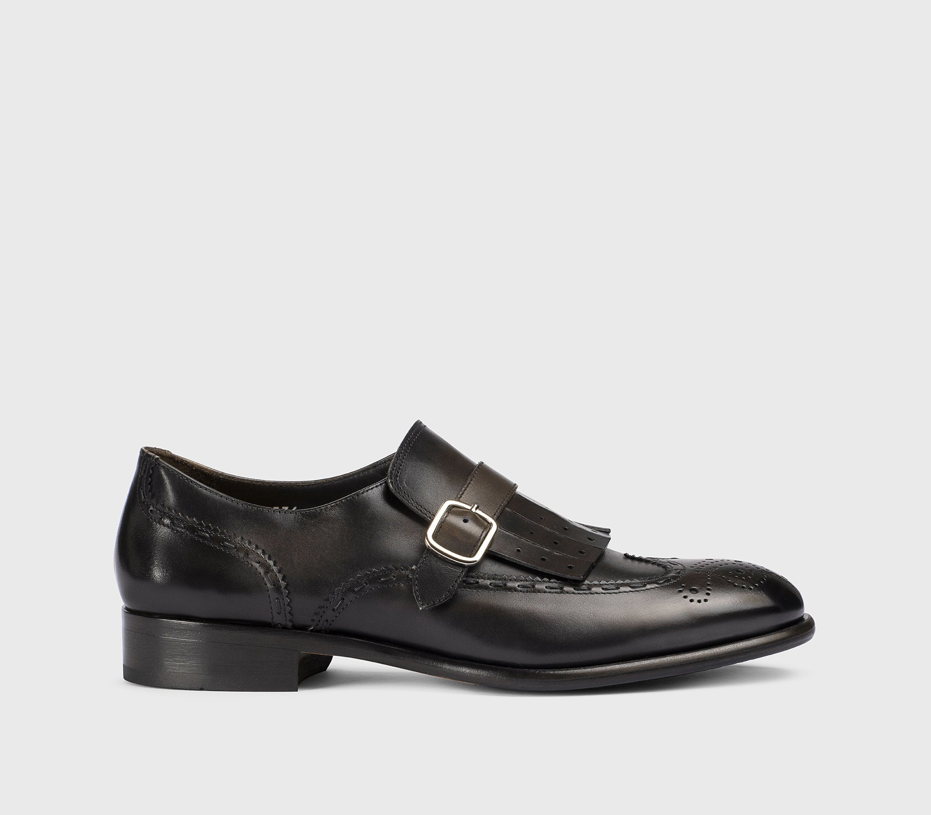 DU3536FREDUF159TM29 - Mono fibbia con frangia in pelle testa di moro