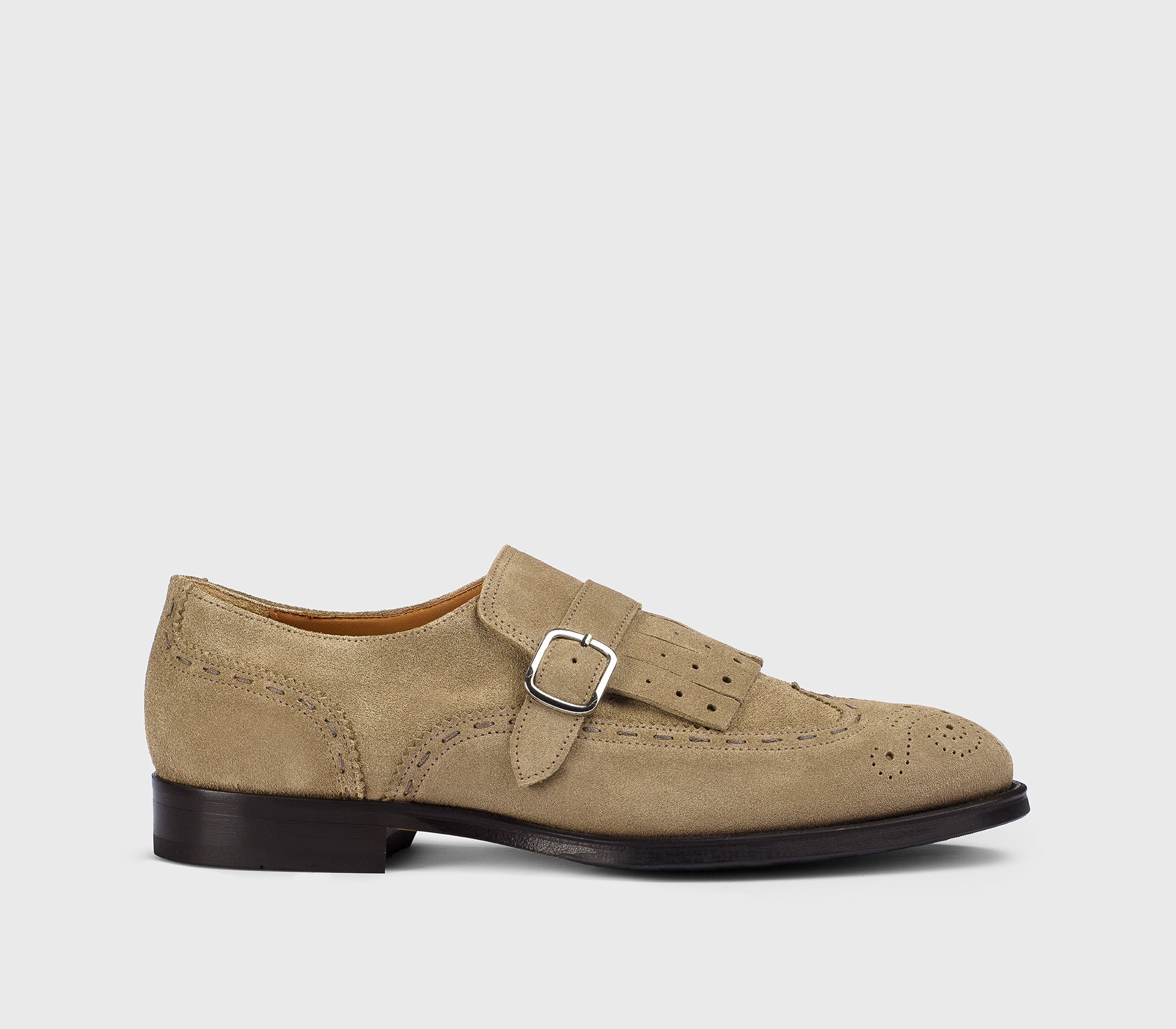 DU3536ORVXUF009TM08 - Mono fibbia con frangia in suede cacao