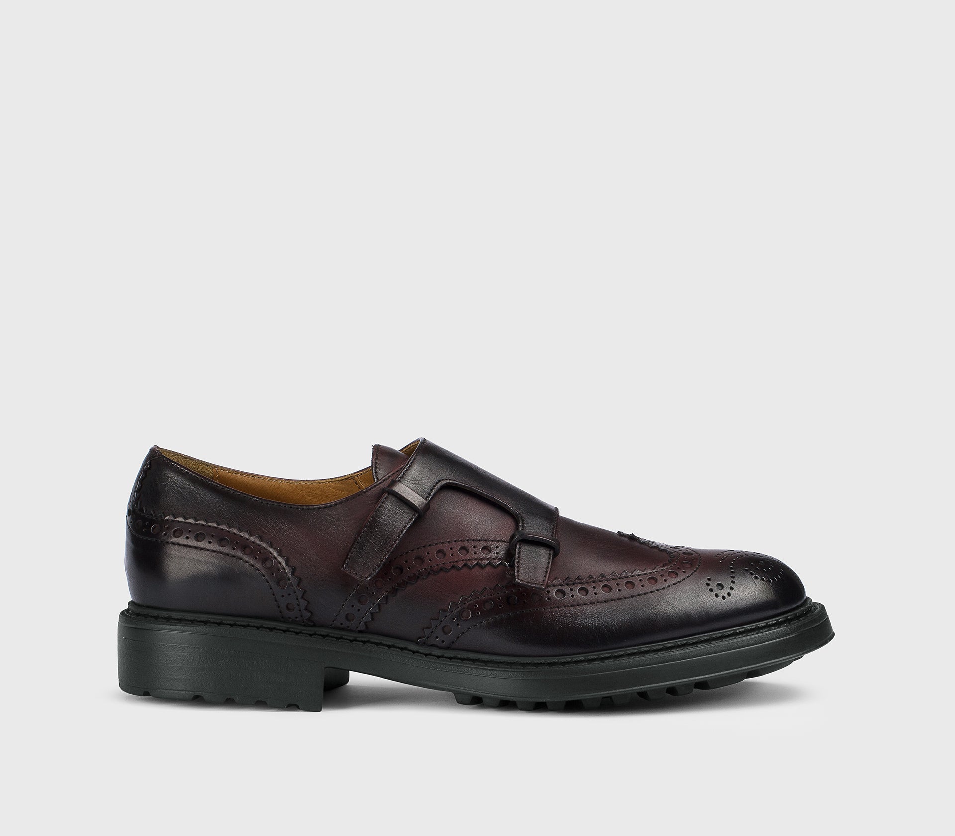 DU3567HENRUF188NL01 - Doppia fibbia con dettaglio "passante" in pelle burgundy