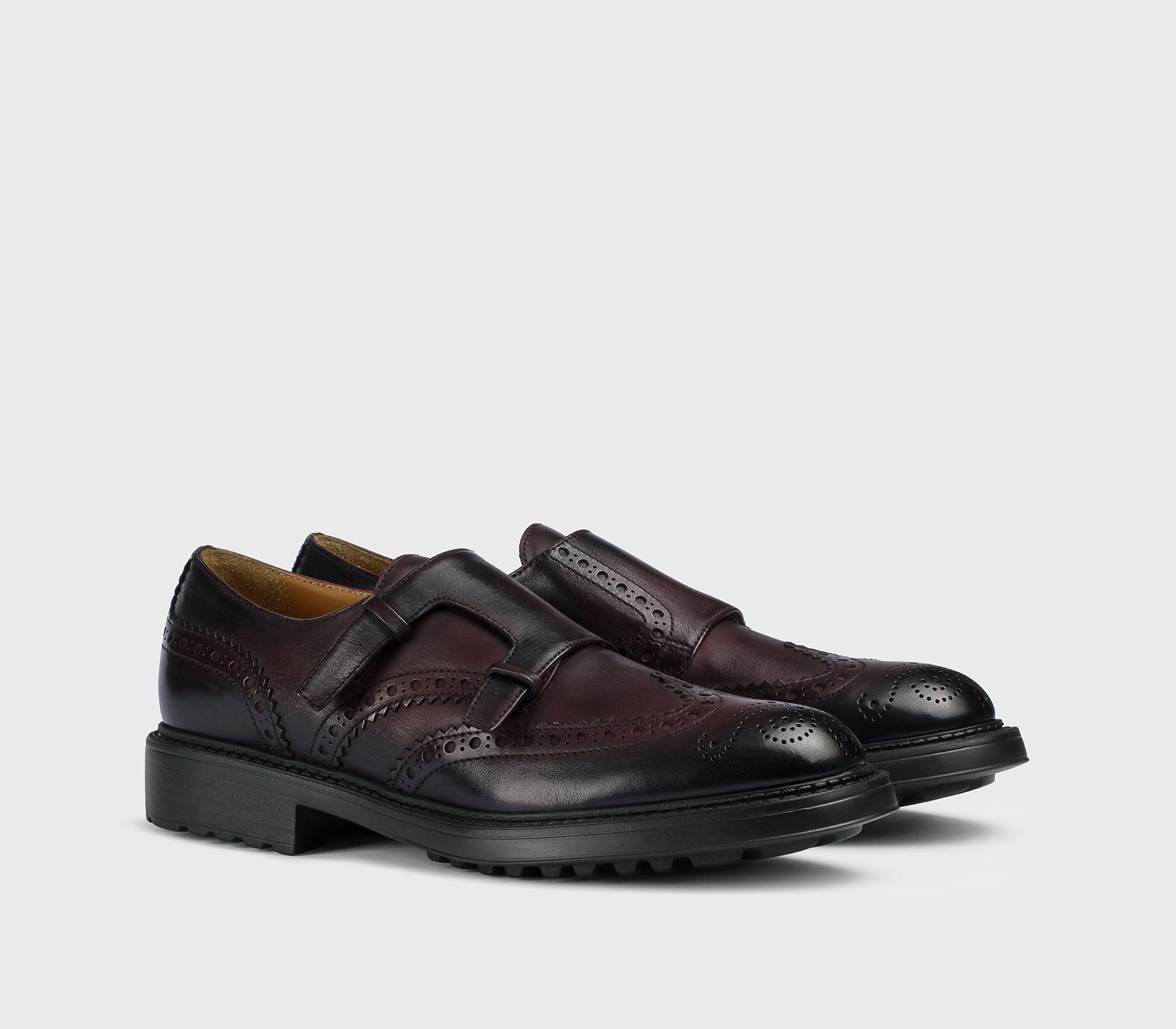 DU3567HENRUF188NL01 - Doppia fibbia con dettaglio "passante" in pelle burgundy