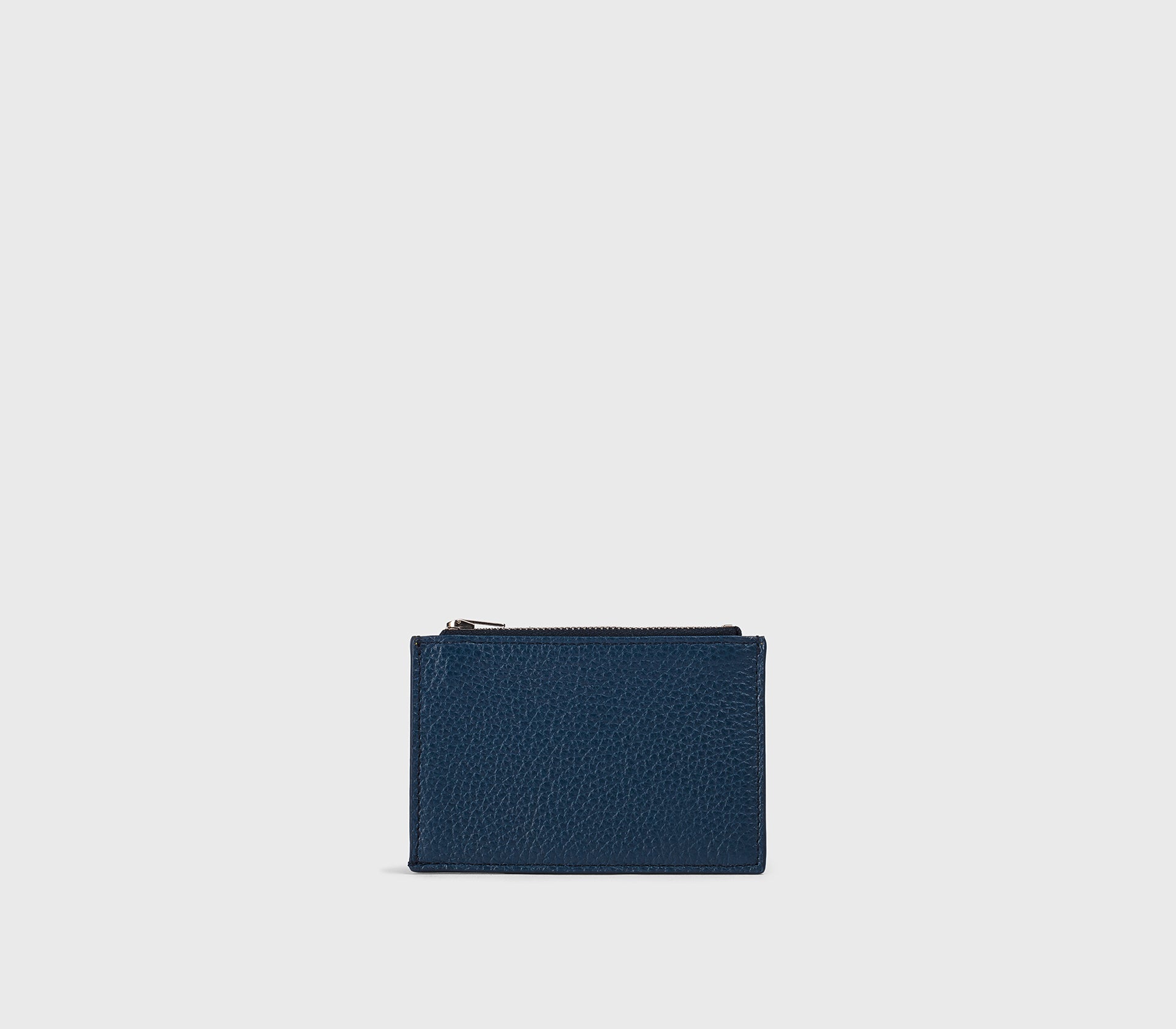 Porta carte con zip in pelle bottalata blu "avio"